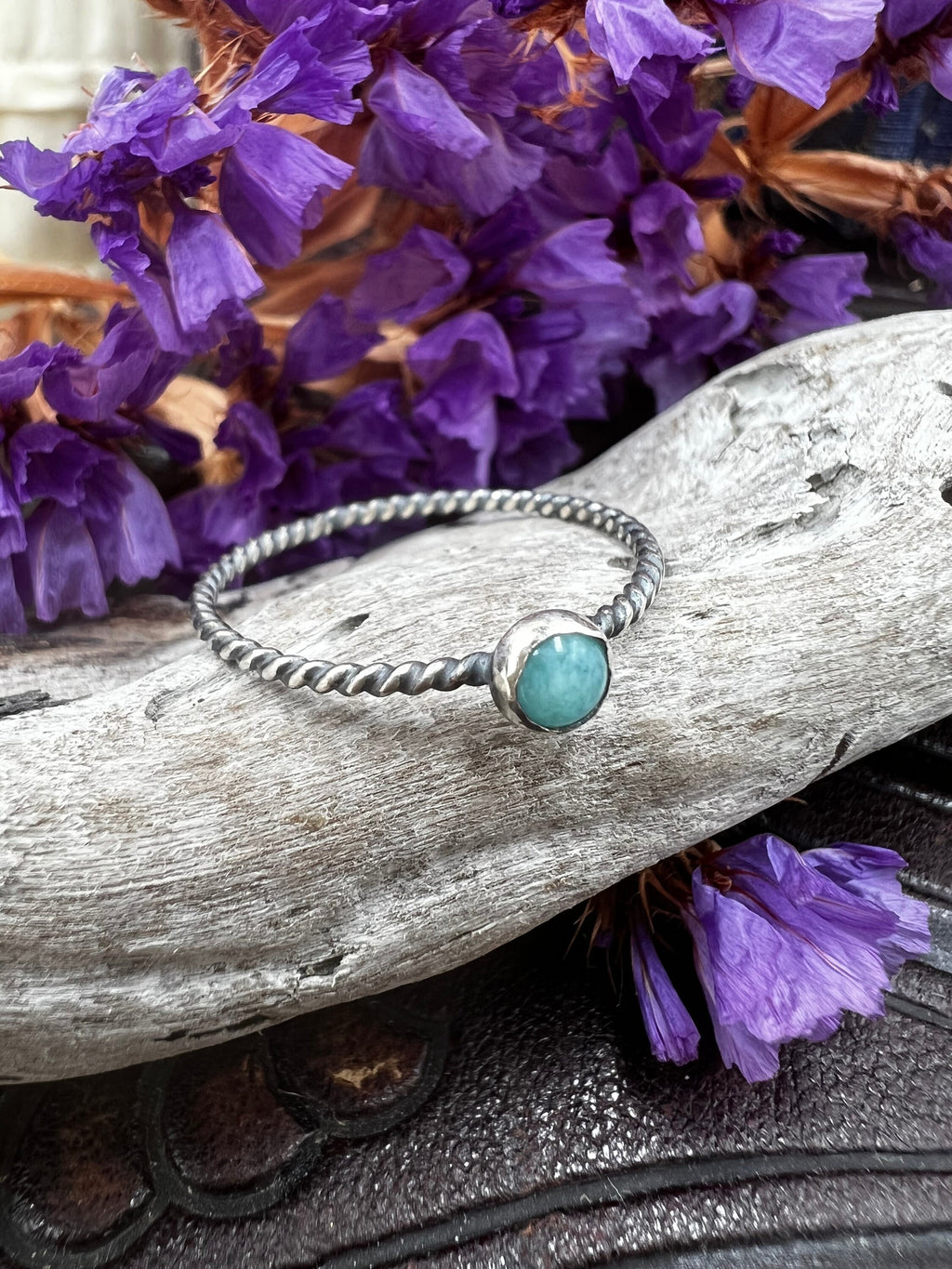 Amazonite Classic Dainty Stackable Twist Ring