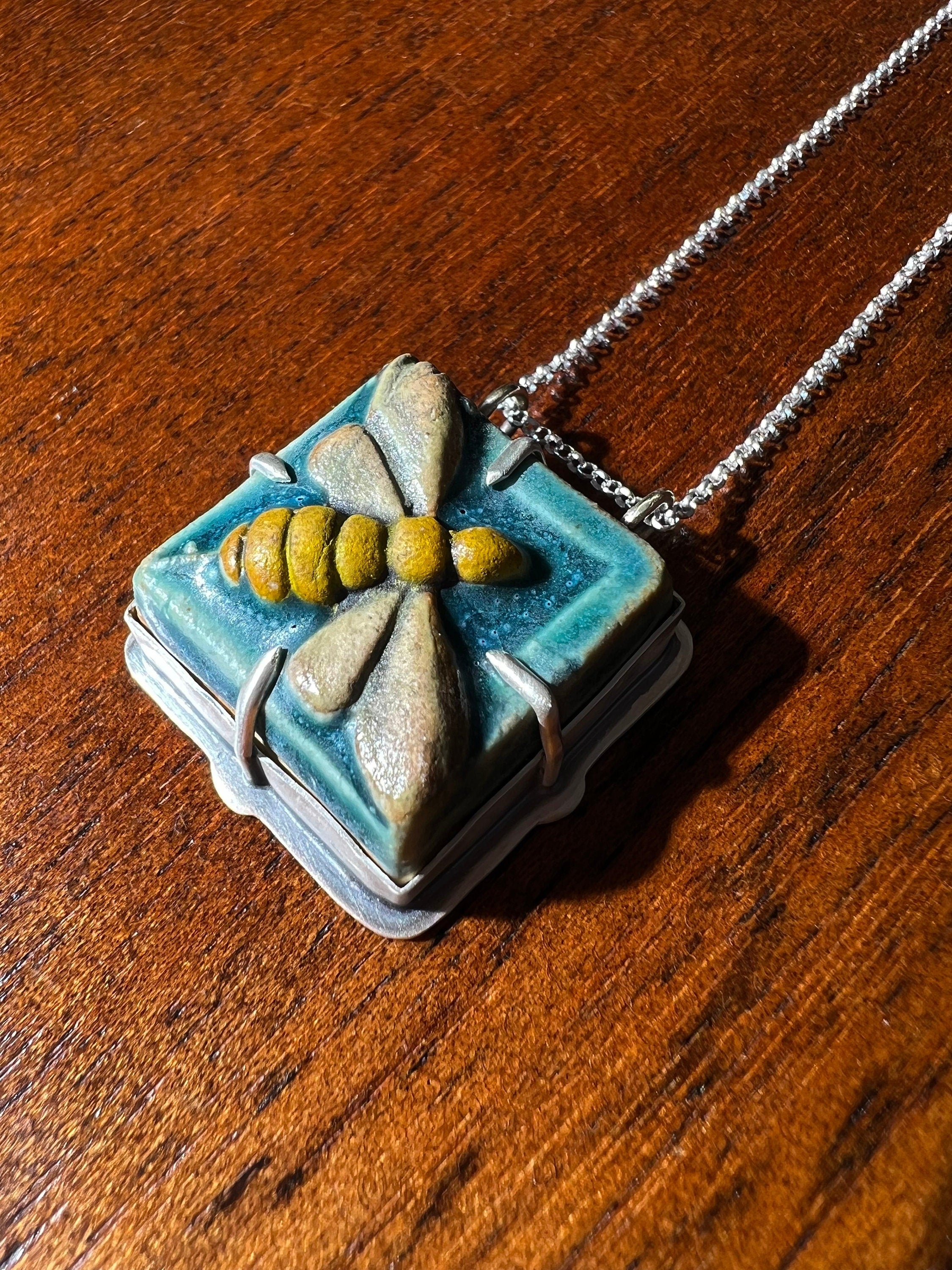 Bumblebee Tile Necklace Pendant in collaboration with Alexis Ellison