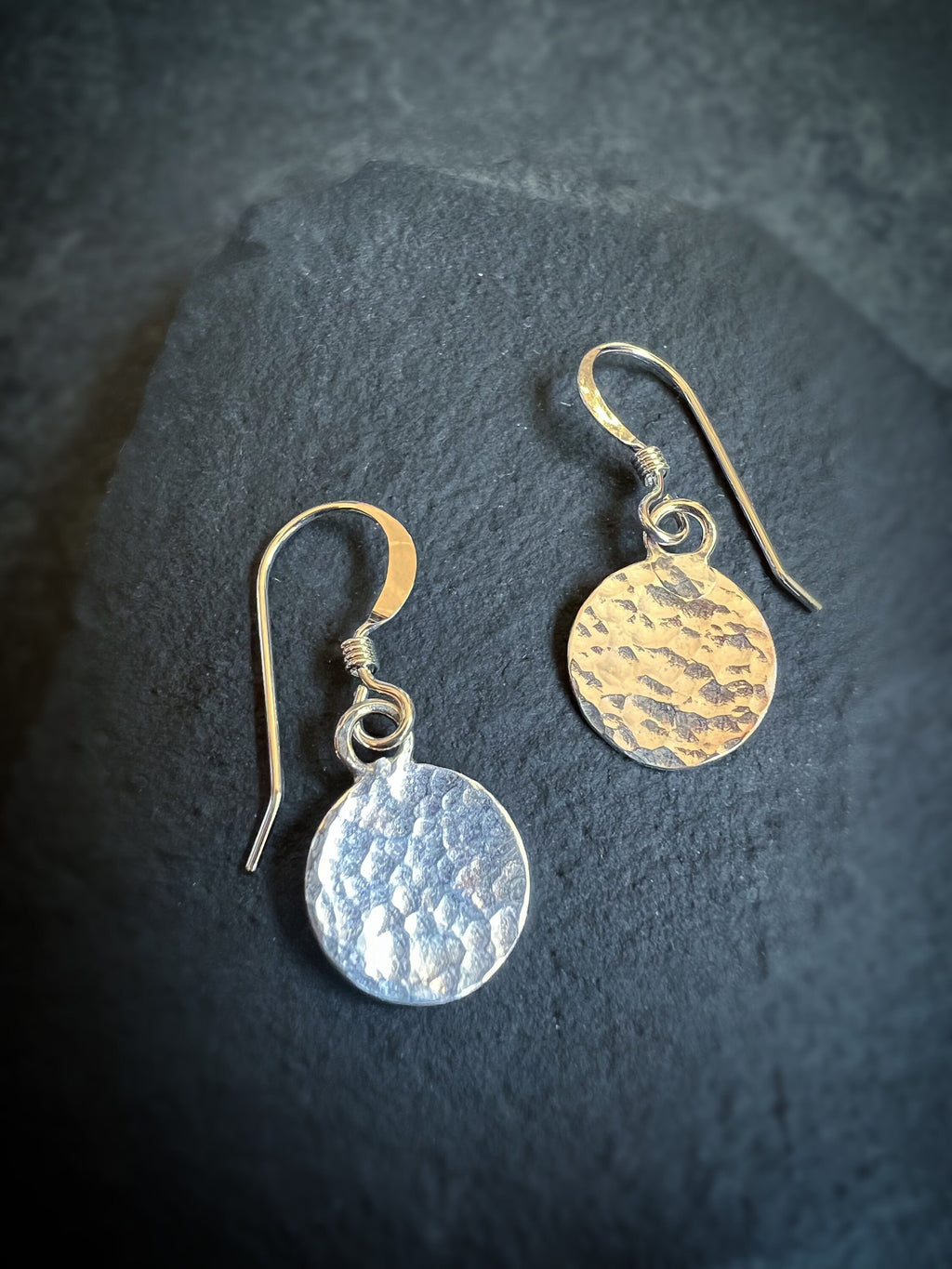 Luna Full Moon Hammered Circle Dangling Earrings