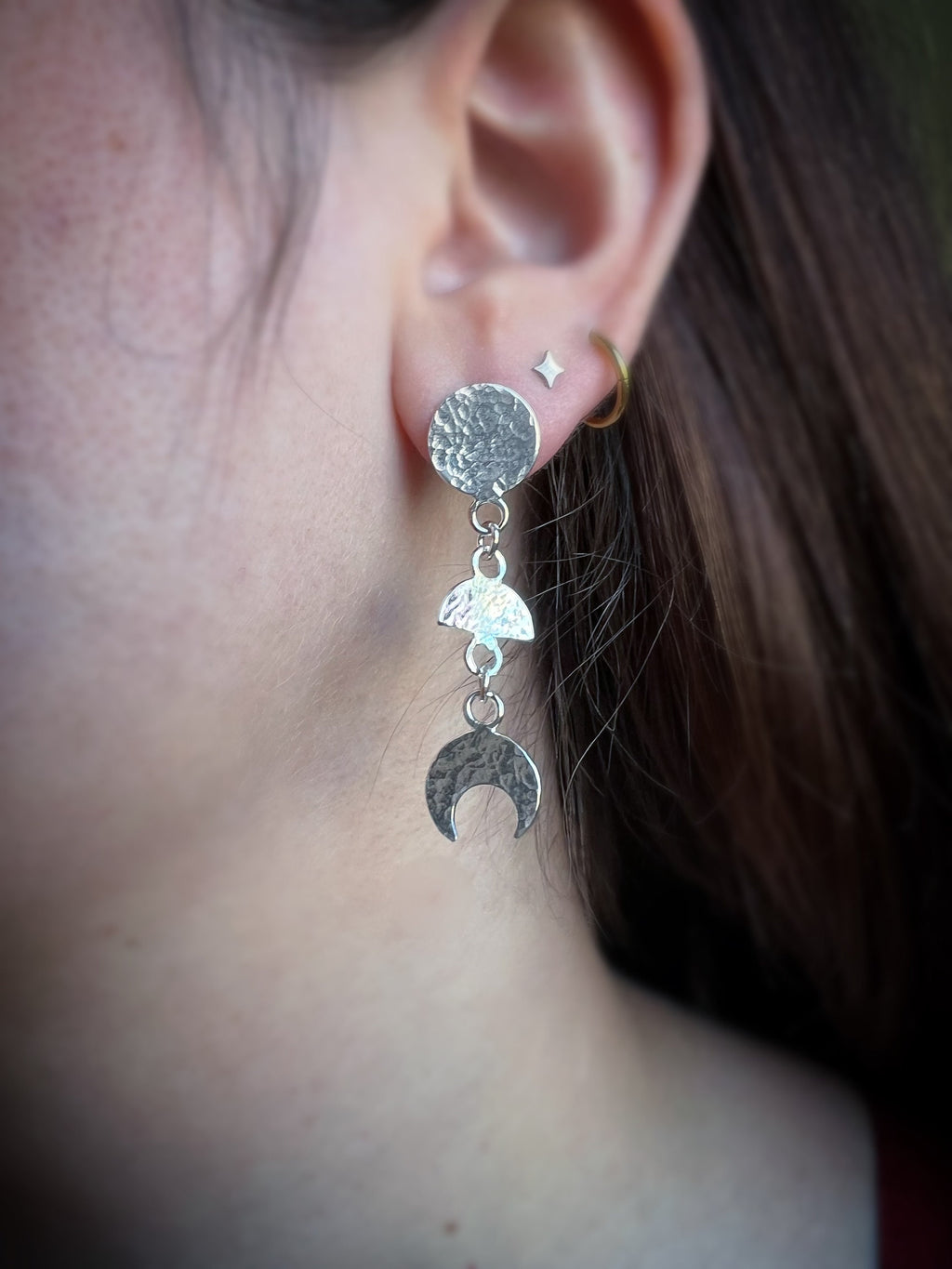 Luna Moon Phase Dangling Stud Earrings
