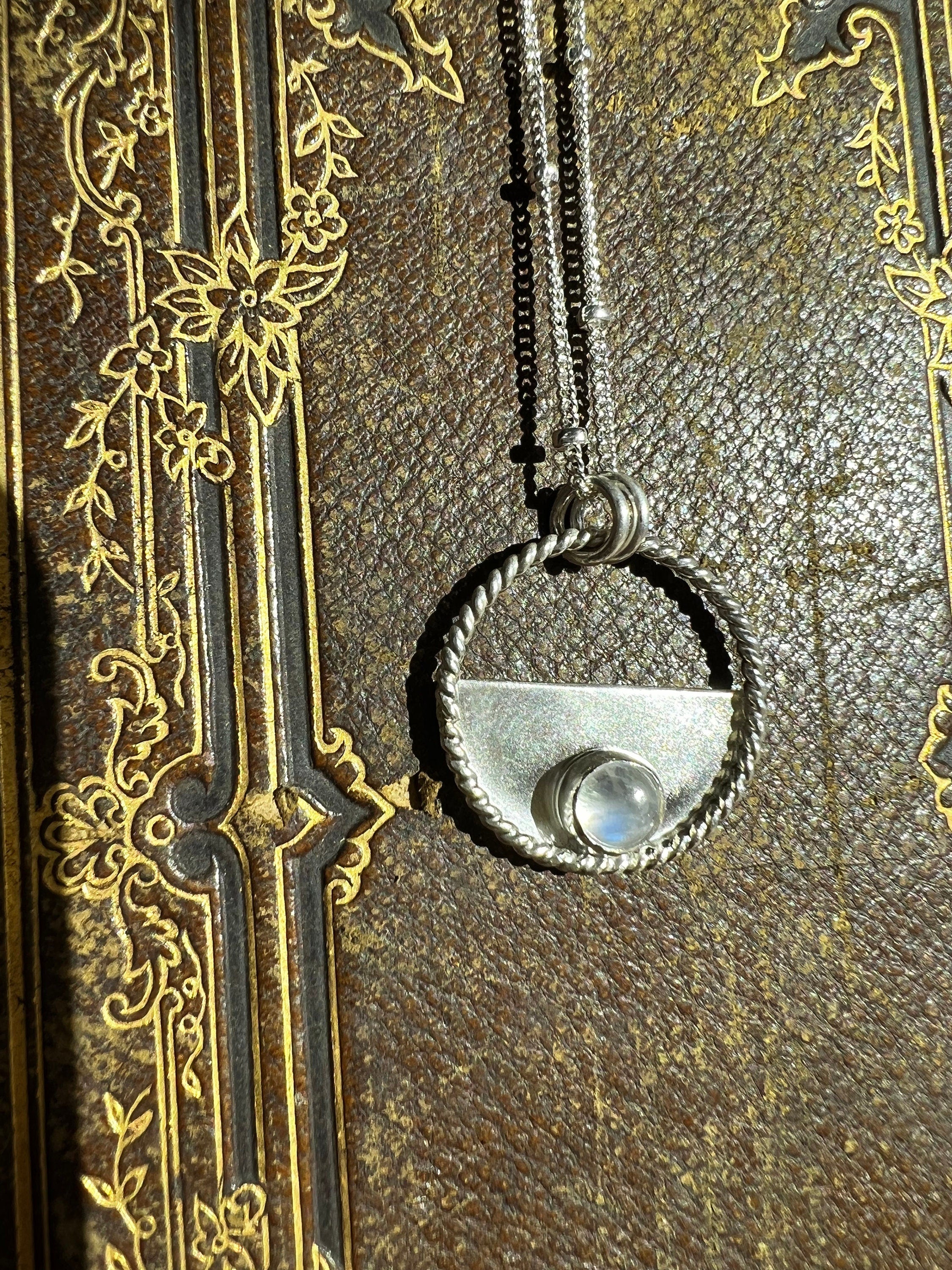 Moonstone Phase Pendant Necklace