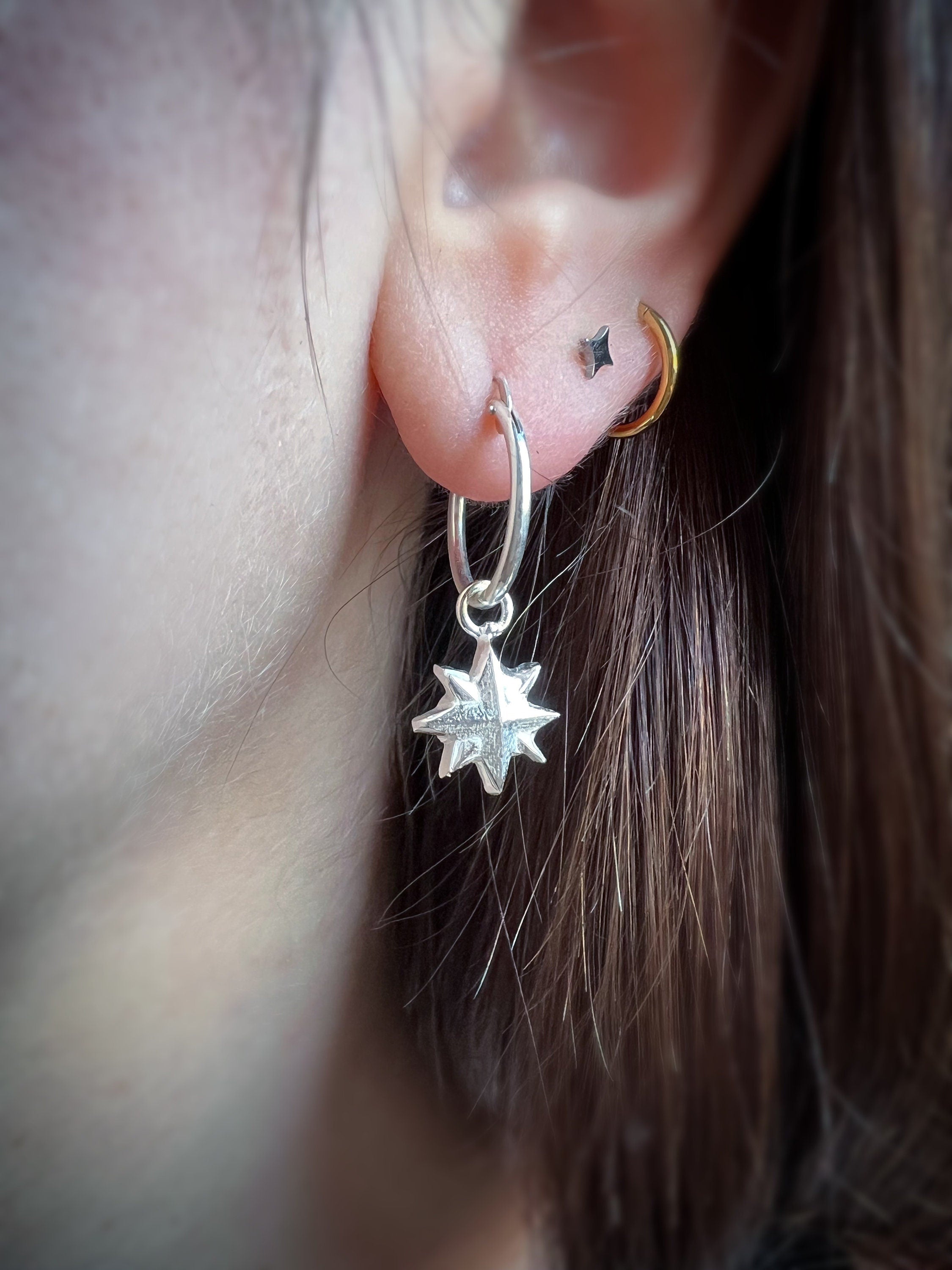 North Star Hoop Earrings