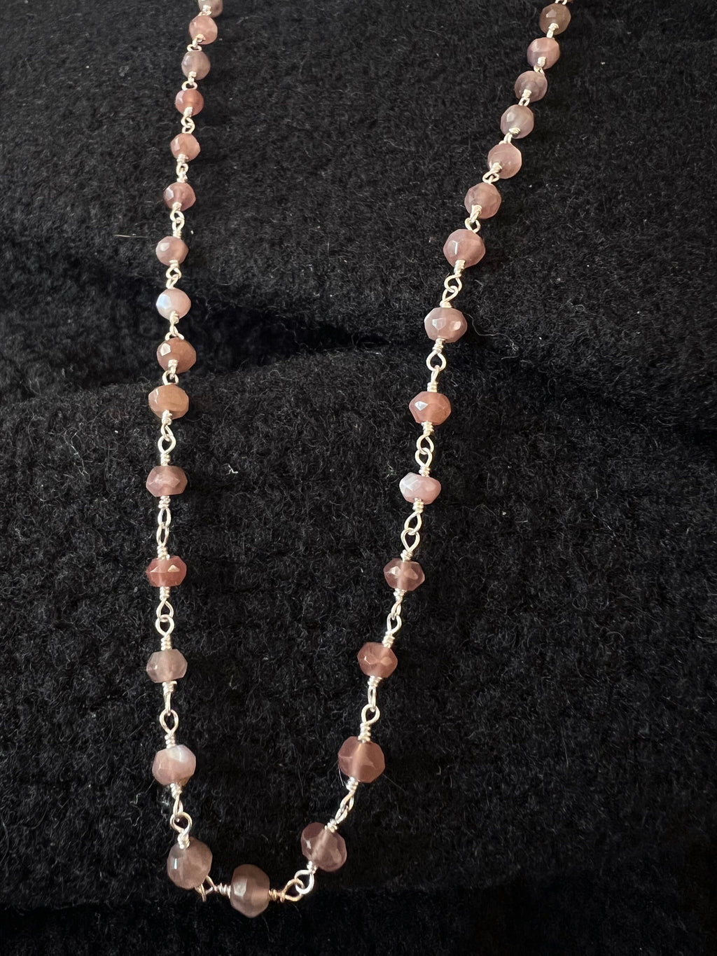 Cat Eye Smoky Rose Quartz Rosary Chain Choker Necklace 16"