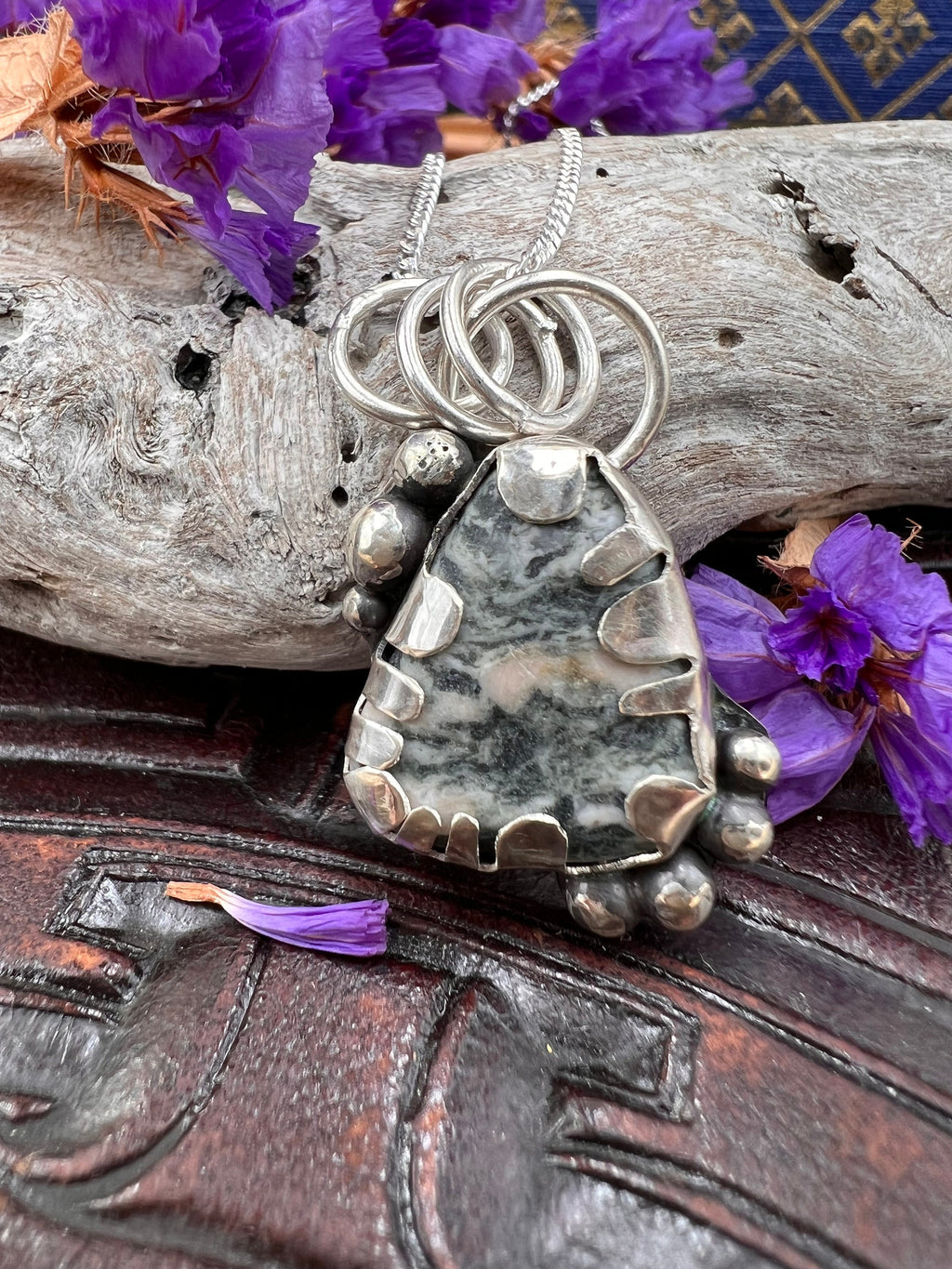 Rustic Ocean Tumbled Stone Pendant Necklace