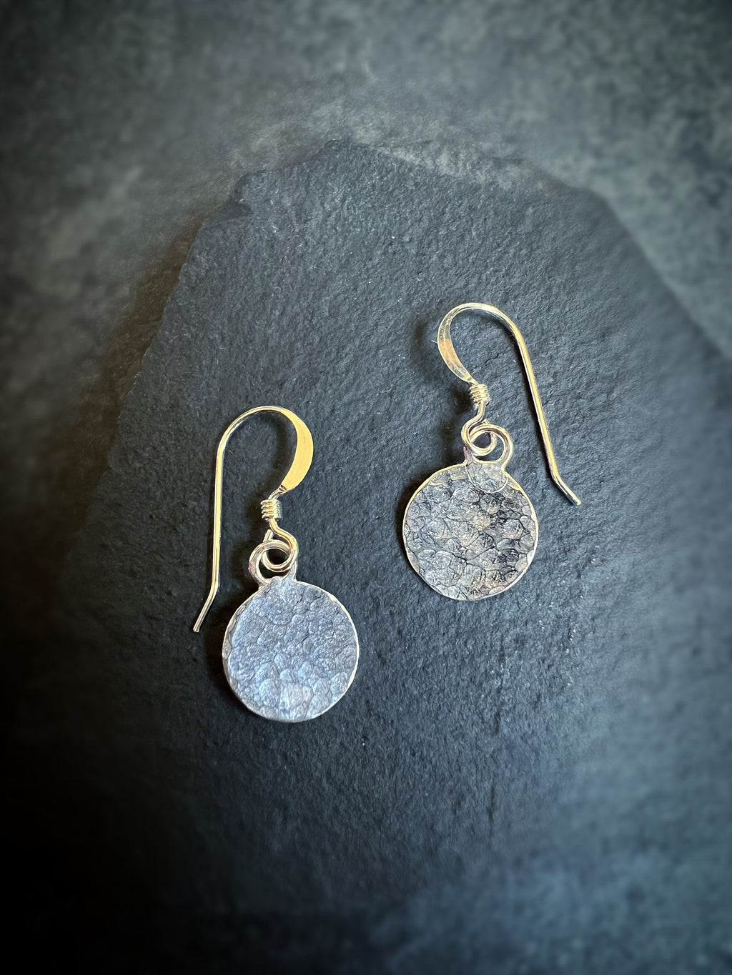 Luna Full Moon Hammered Circle Dangling Earrings