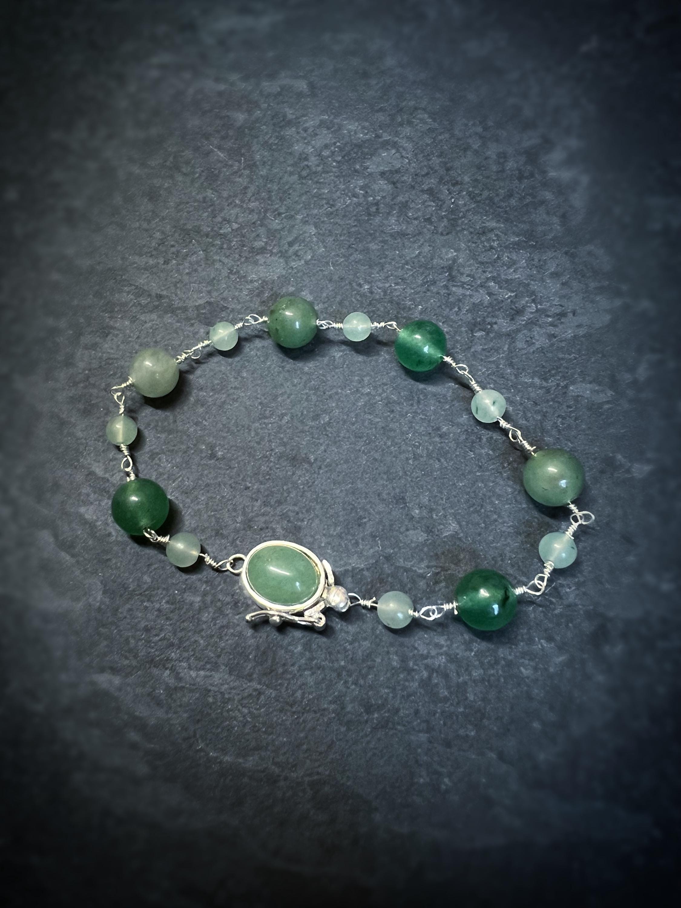 Jade Rosary Chain Bracelet with Box Clasp