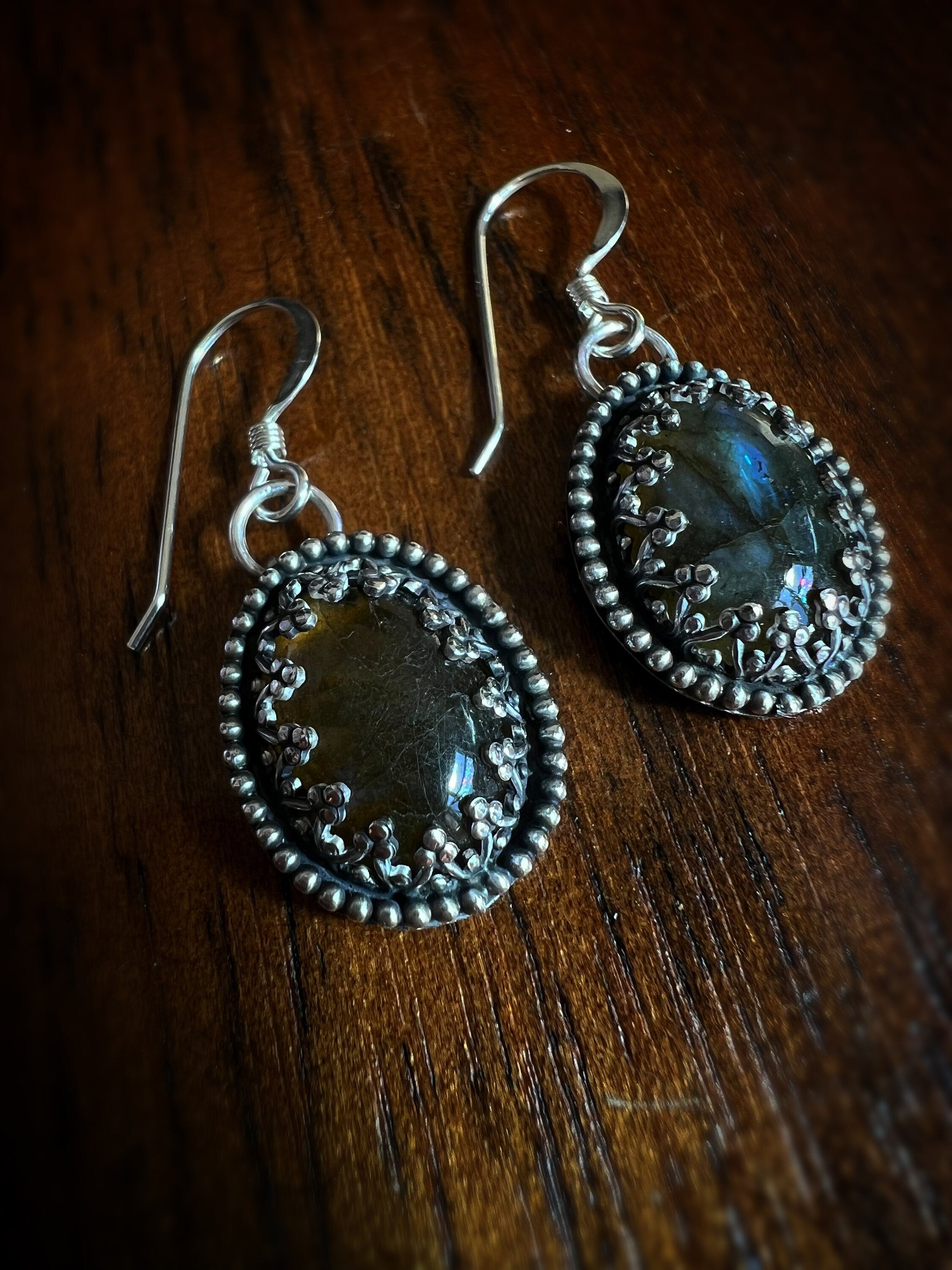 Gothic Twilight Labradorite Dangling Earrings