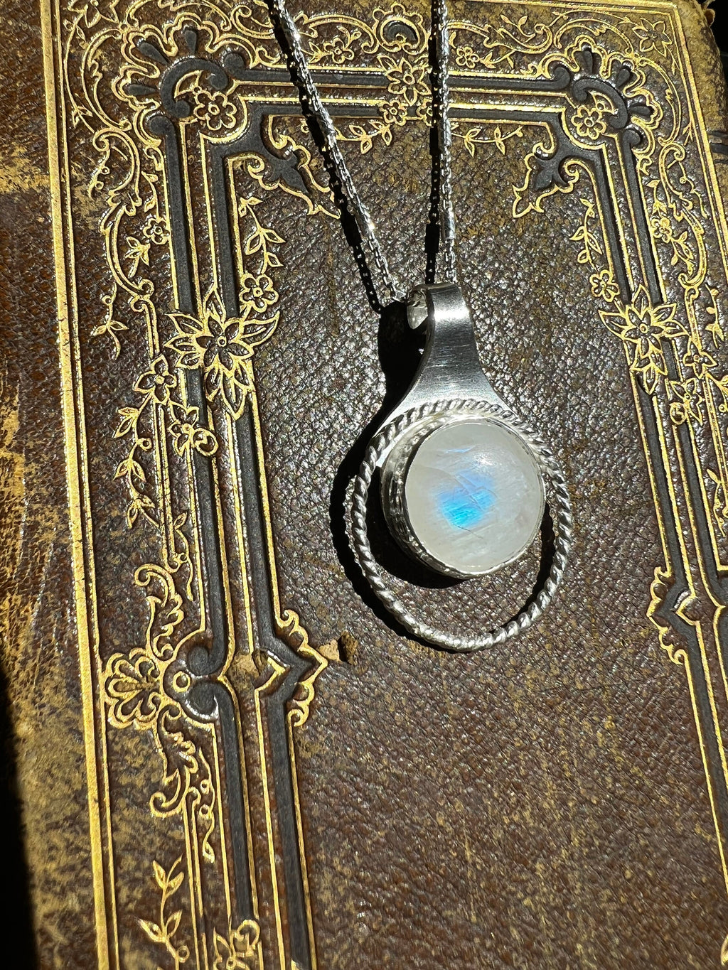 Moonstone Halo Pendant Necklace