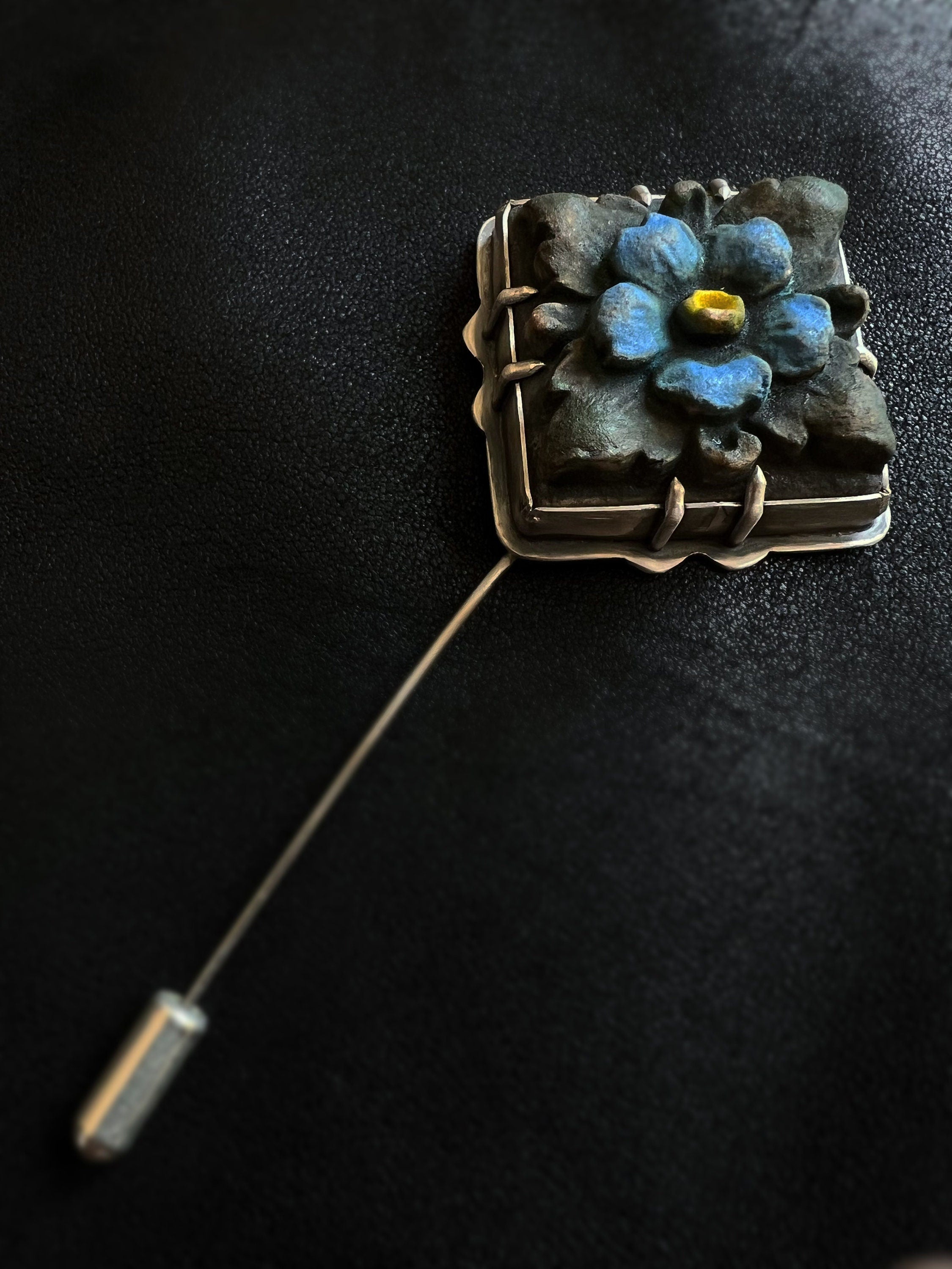 Forget-Me-Not Flower Tile Pin in collaboration with Alexis Ellison
