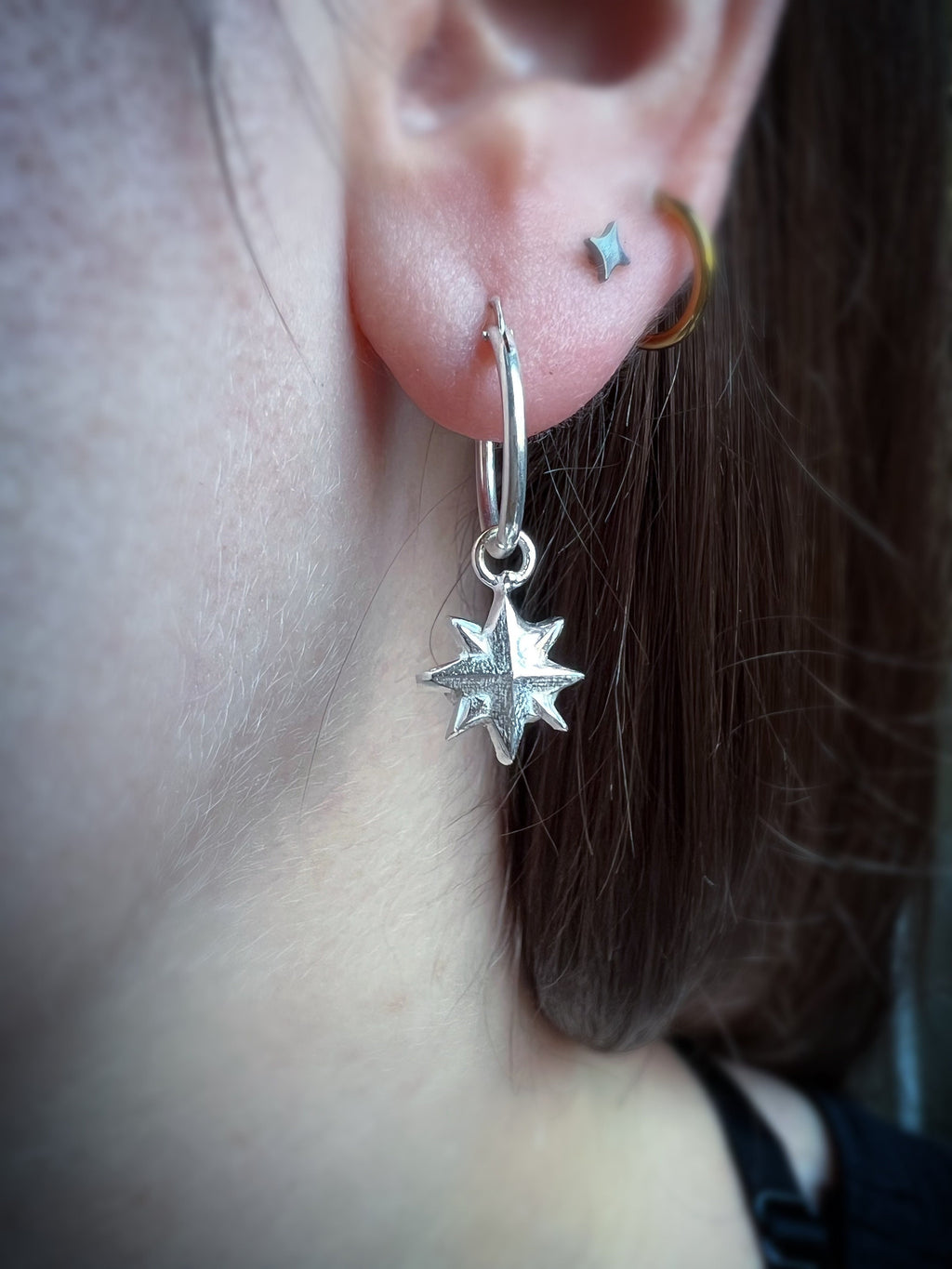 North Star Hoop Earrings
