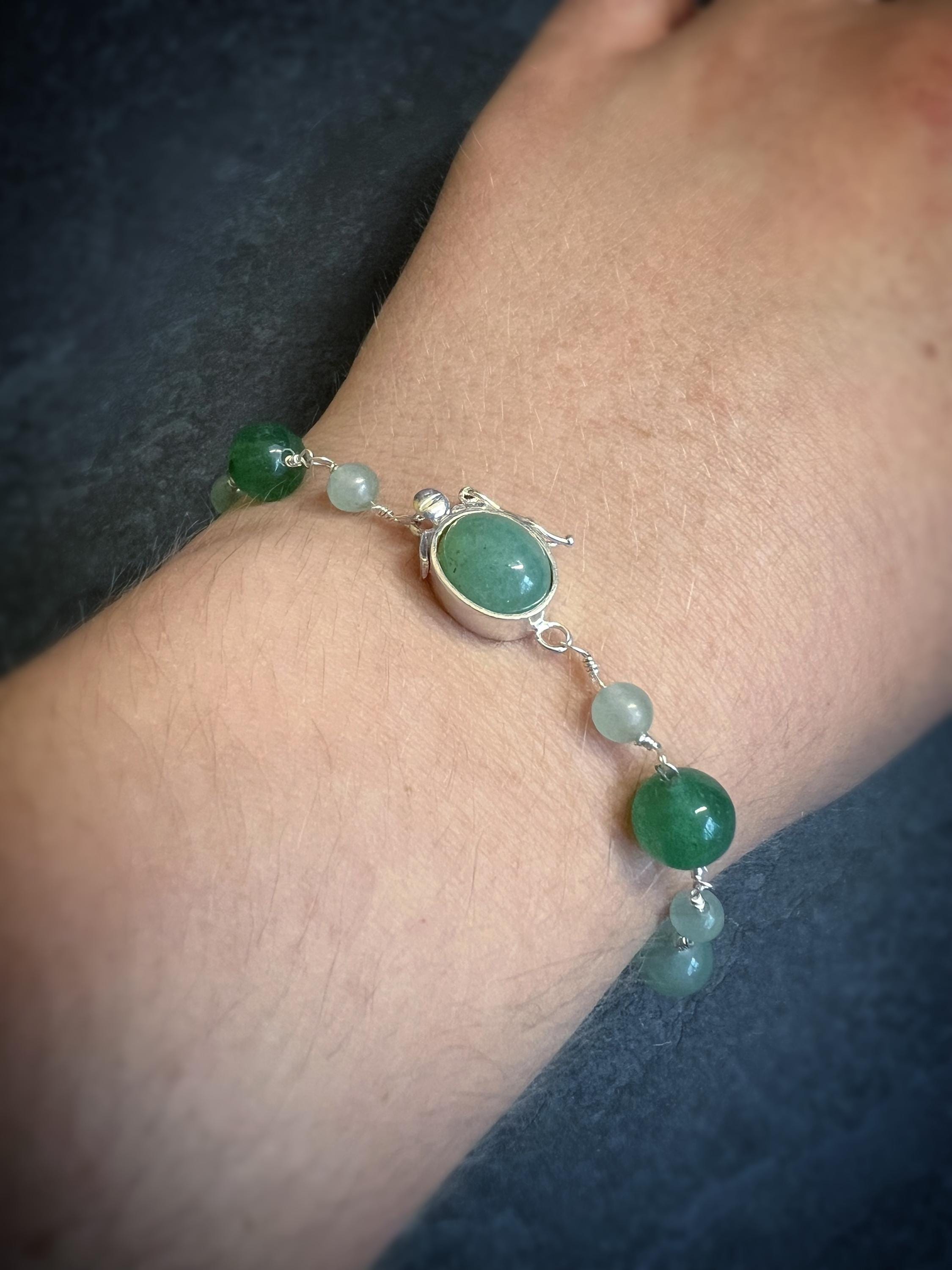 Jade Rosary Chain Bracelet with Box Clasp