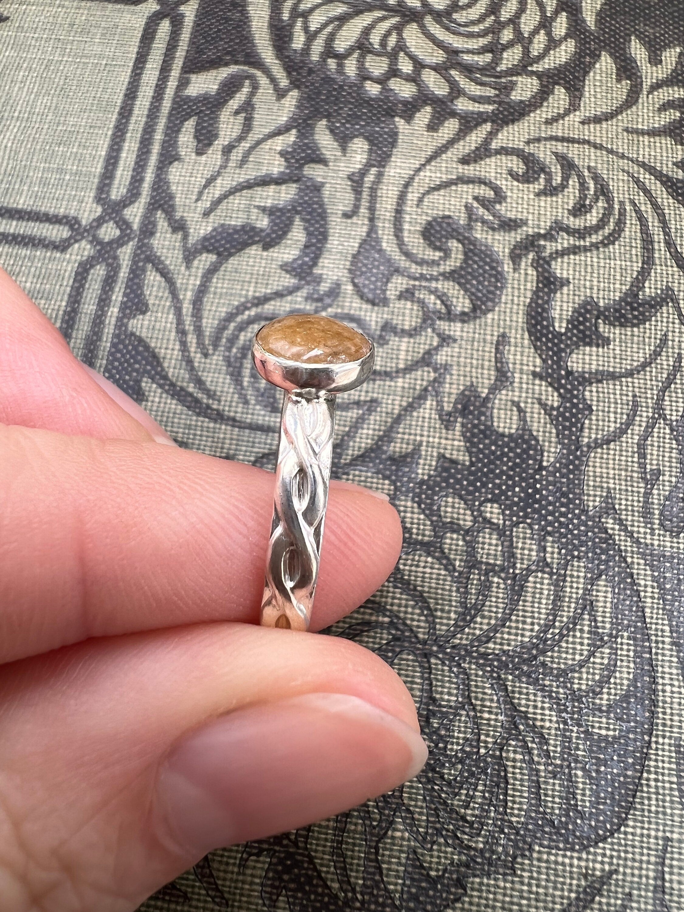 Golden Ocean Agate Infinity Twist Ring