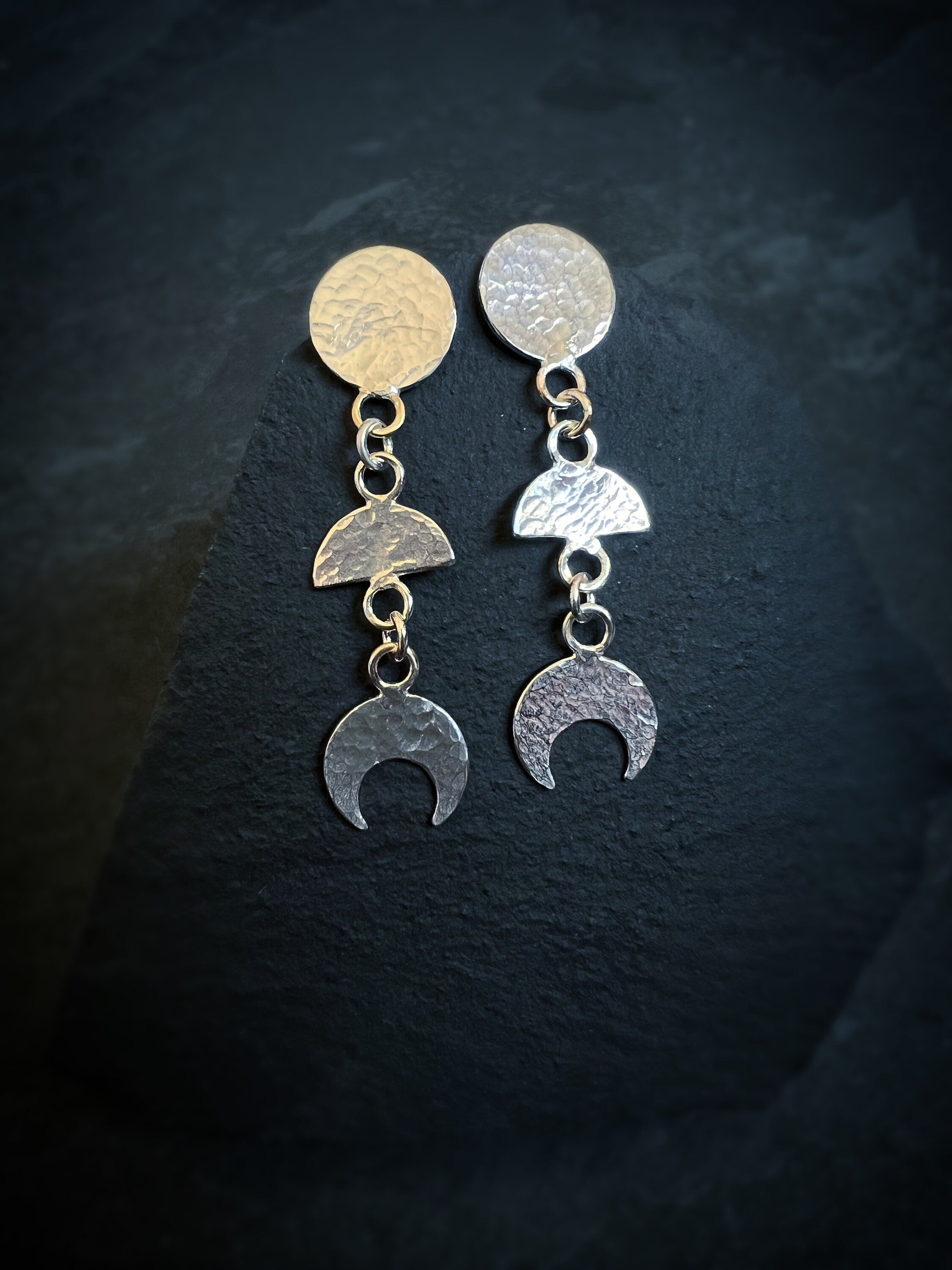 Luna Moon Phase Dangling Stud Earrings