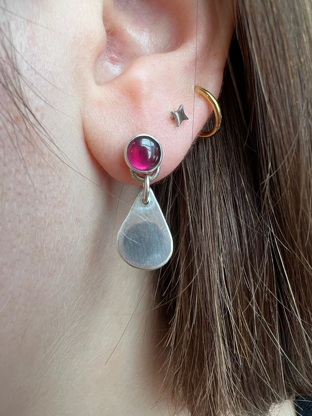 Vampire Blood Drop Garnet Gothic Stud Earrings