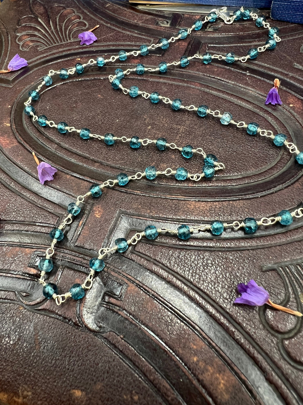 London Blue Topaz Rosary Bead Chain 20" Necklace
