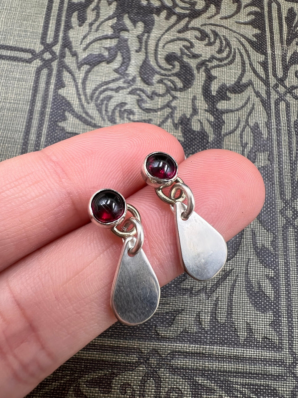 Vampire Blood Drop Garnet Gothic Stud Earrings
