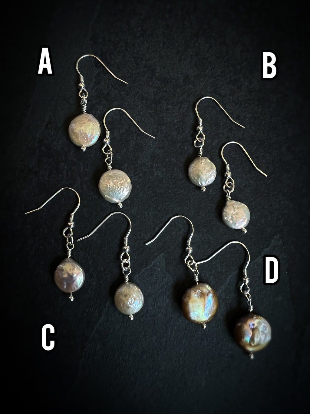 Pearl Moon - Button Pearl Dangling Drop Earrings