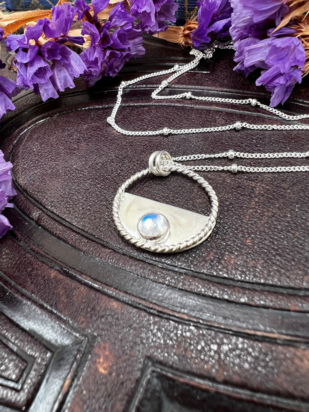 Moonstone Phase Pendant Necklace