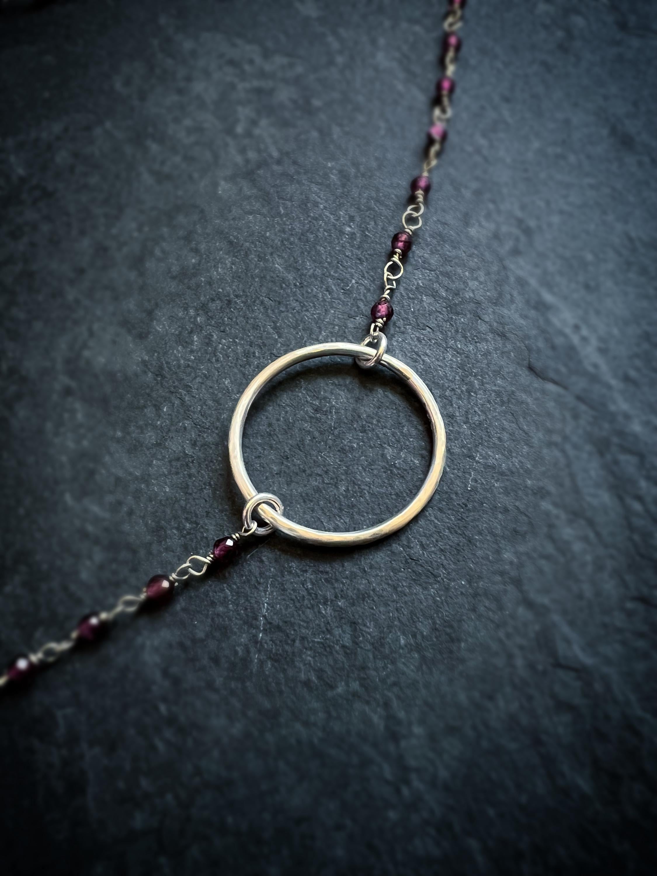 Garnet Ring Rosary Bead Chain Choker Necklace