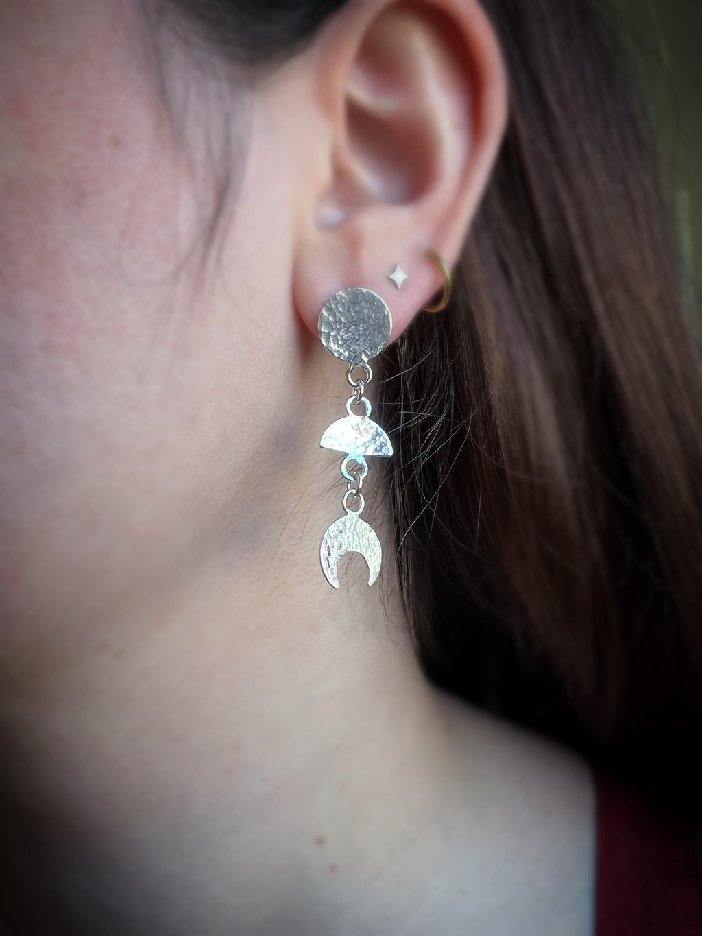 Luna Moon Phase Dangling Stud Earrings
