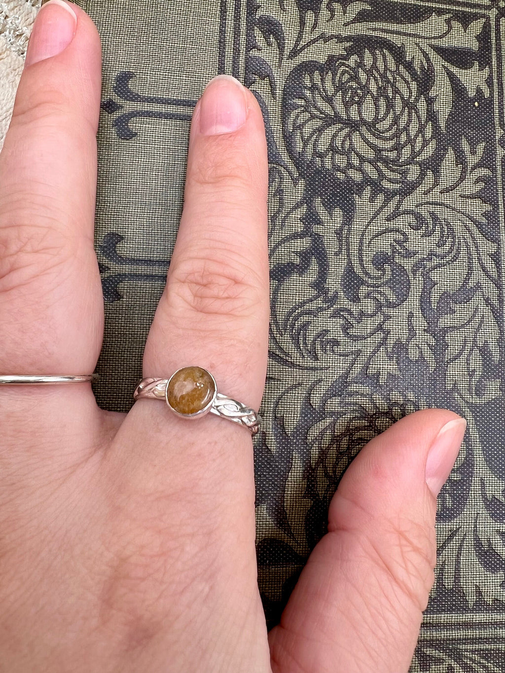 Golden Ocean Agate Infinity Twist Ring