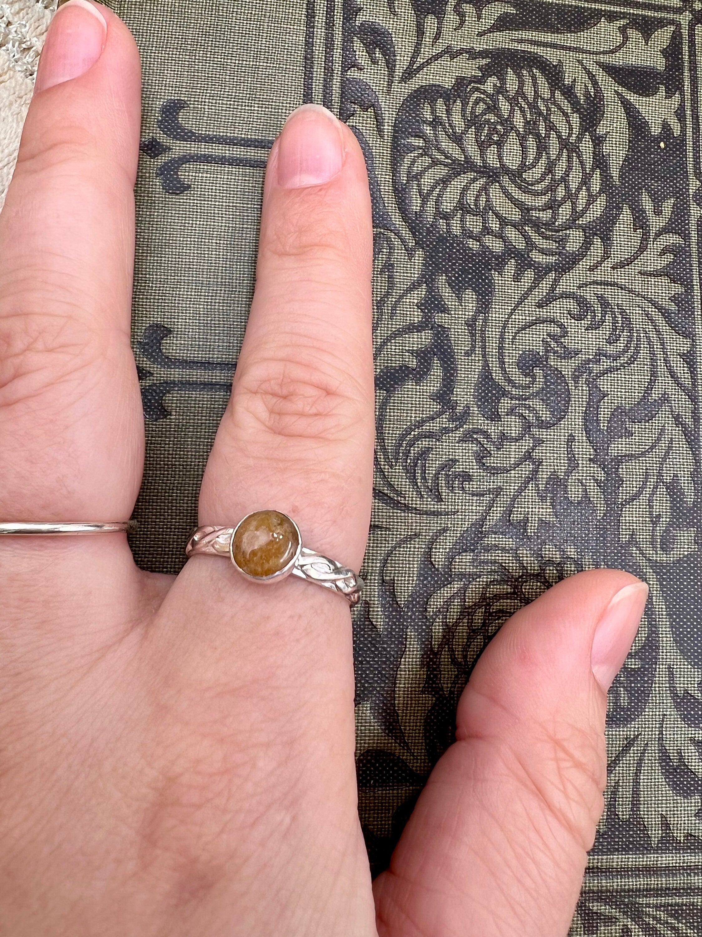 Golden Ocean Agate Infinity Twist Ring