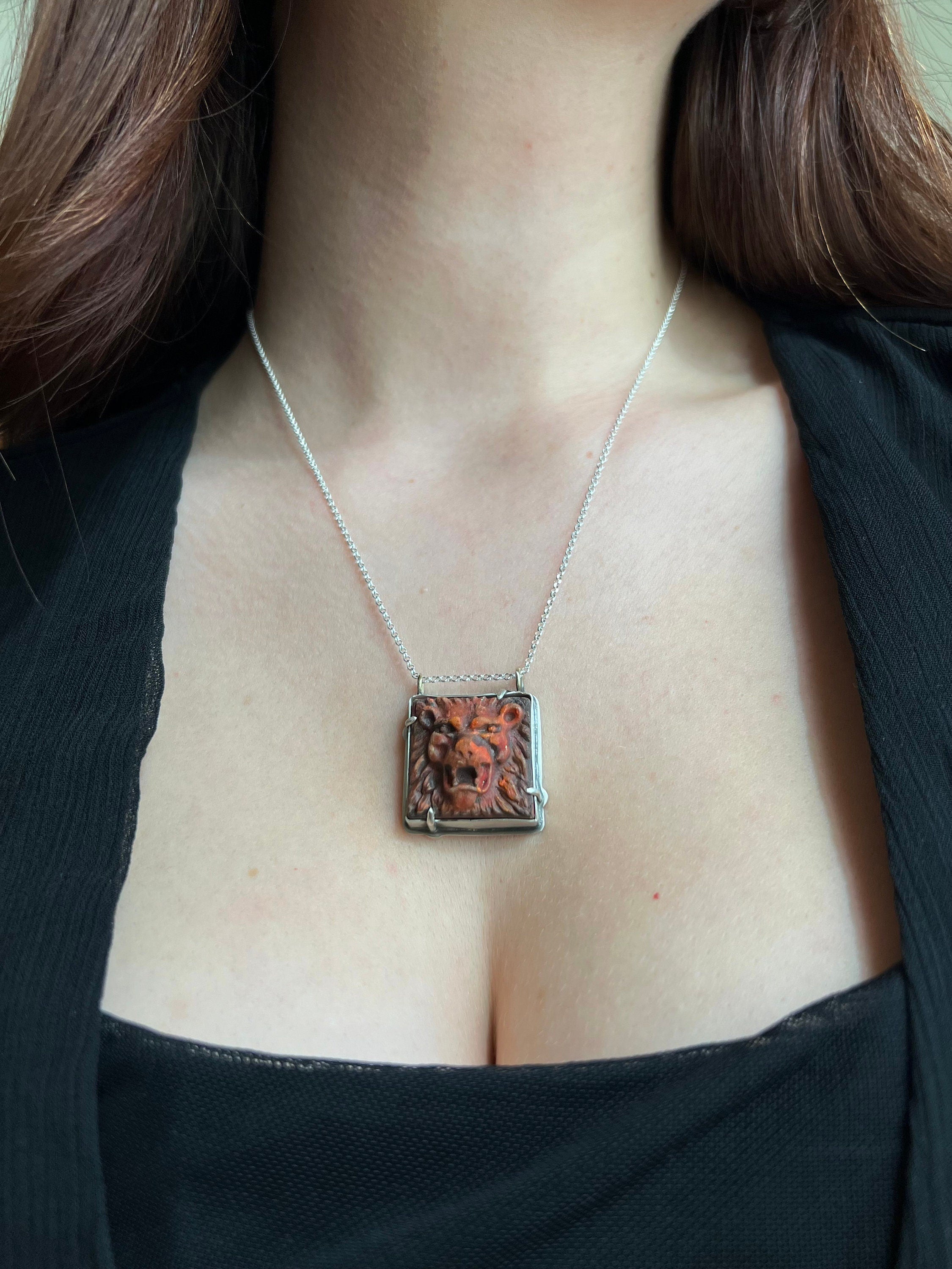 Lion Tile Necklace Pendant in collaboration with Alexis Ellison