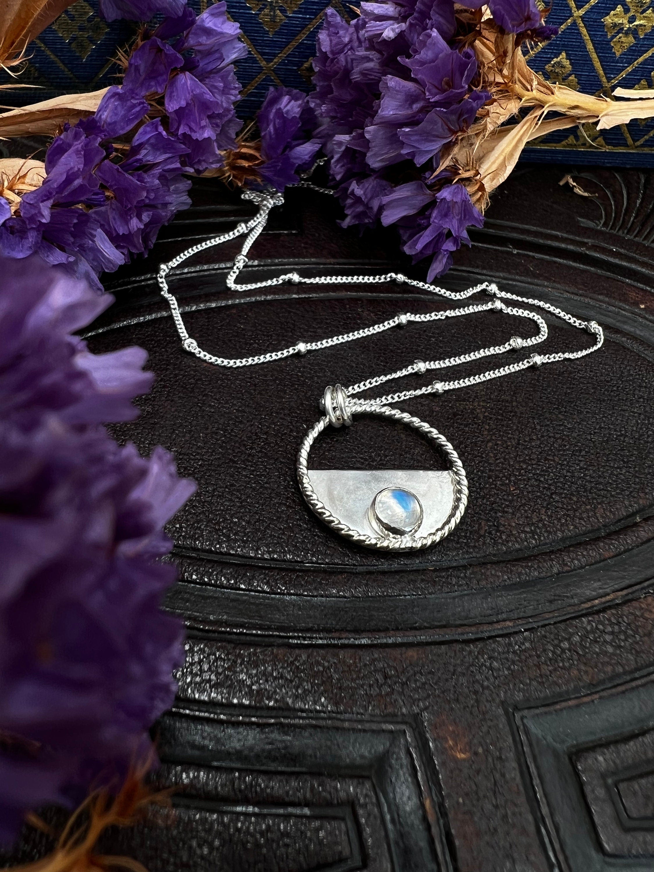 Moonstone Phase Pendant Necklace