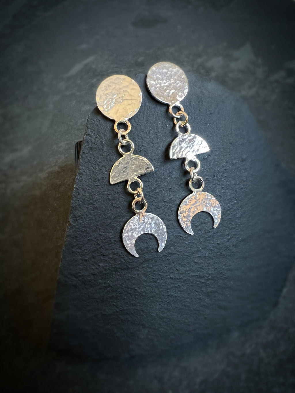 Luna Moon Phase Dangling Stud Earrings