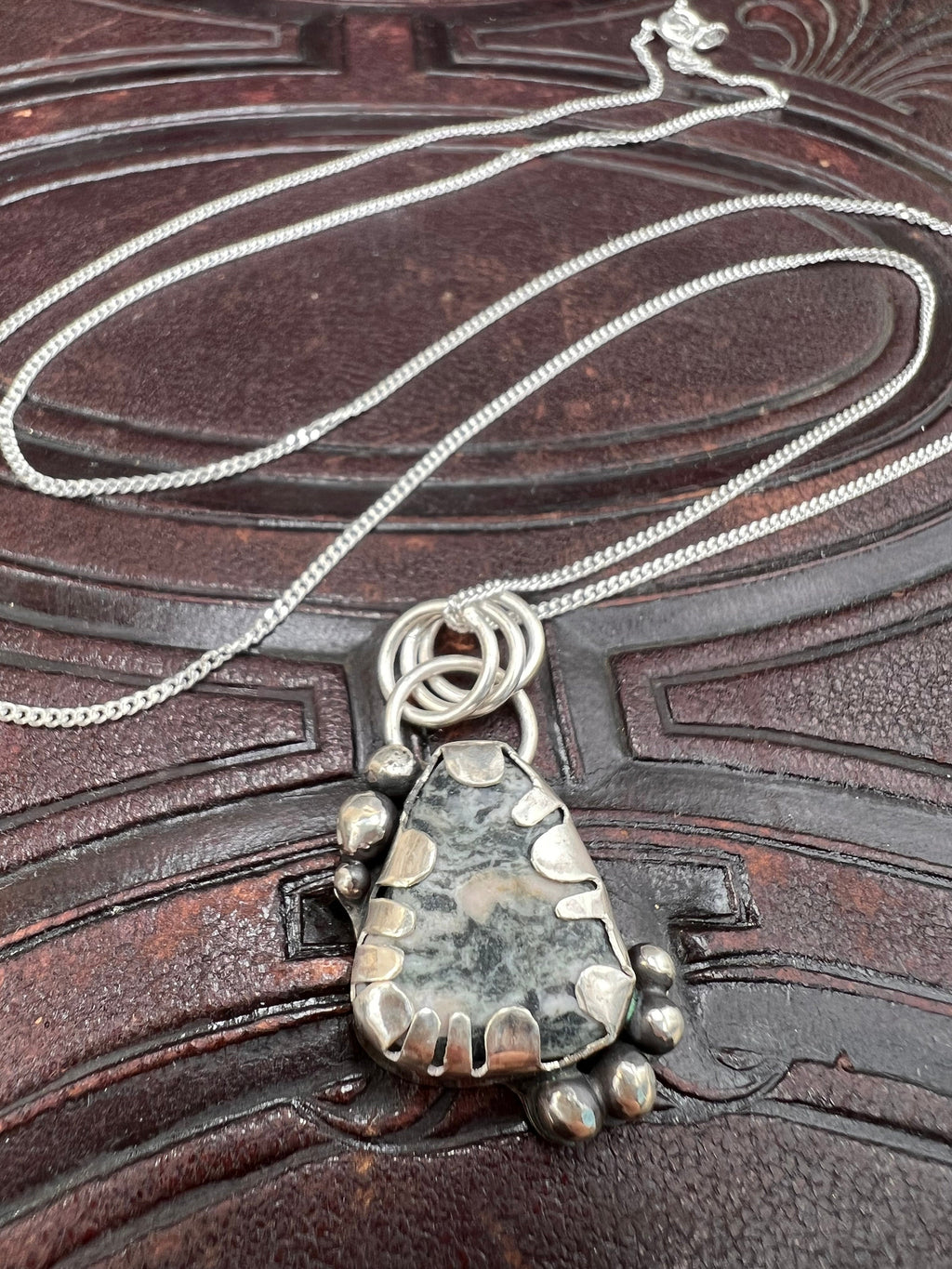 Rustic Ocean Tumbled Stone Pendant Necklace