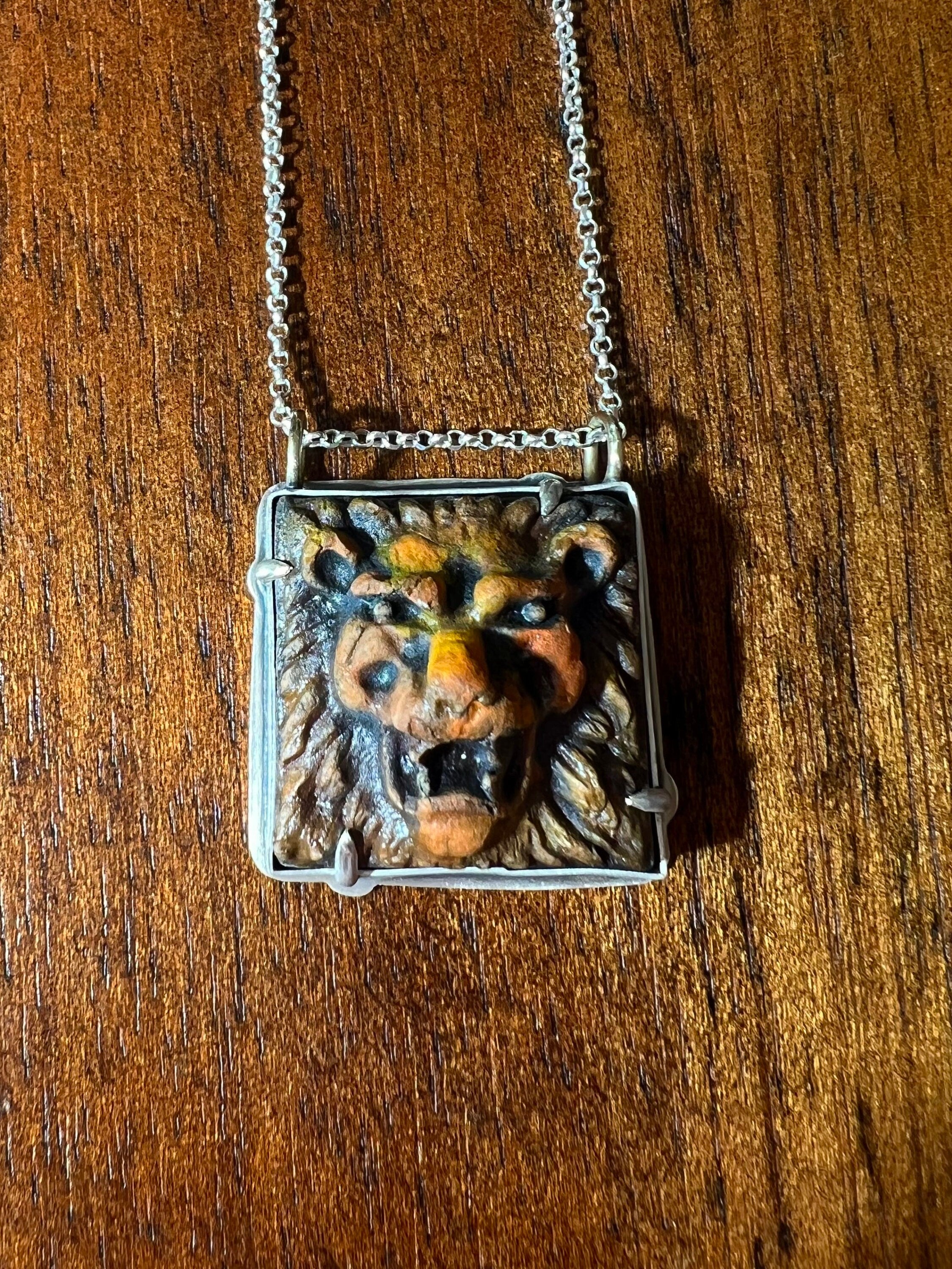 Lion Tile Necklace Pendant in collaboration with Alexis Ellison