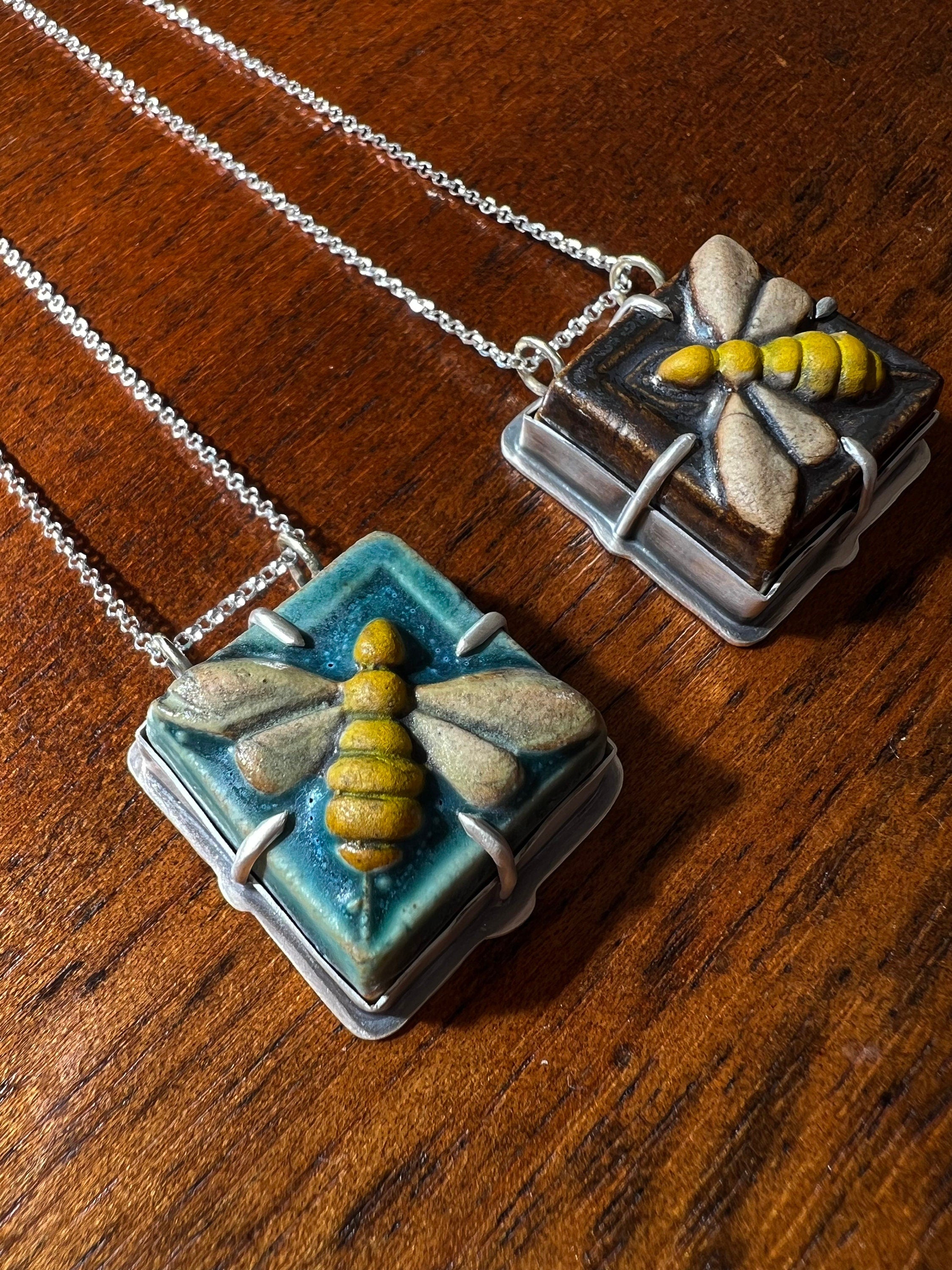Bumblebee Tile Necklace Pendant in collaboration with Alexis Ellison