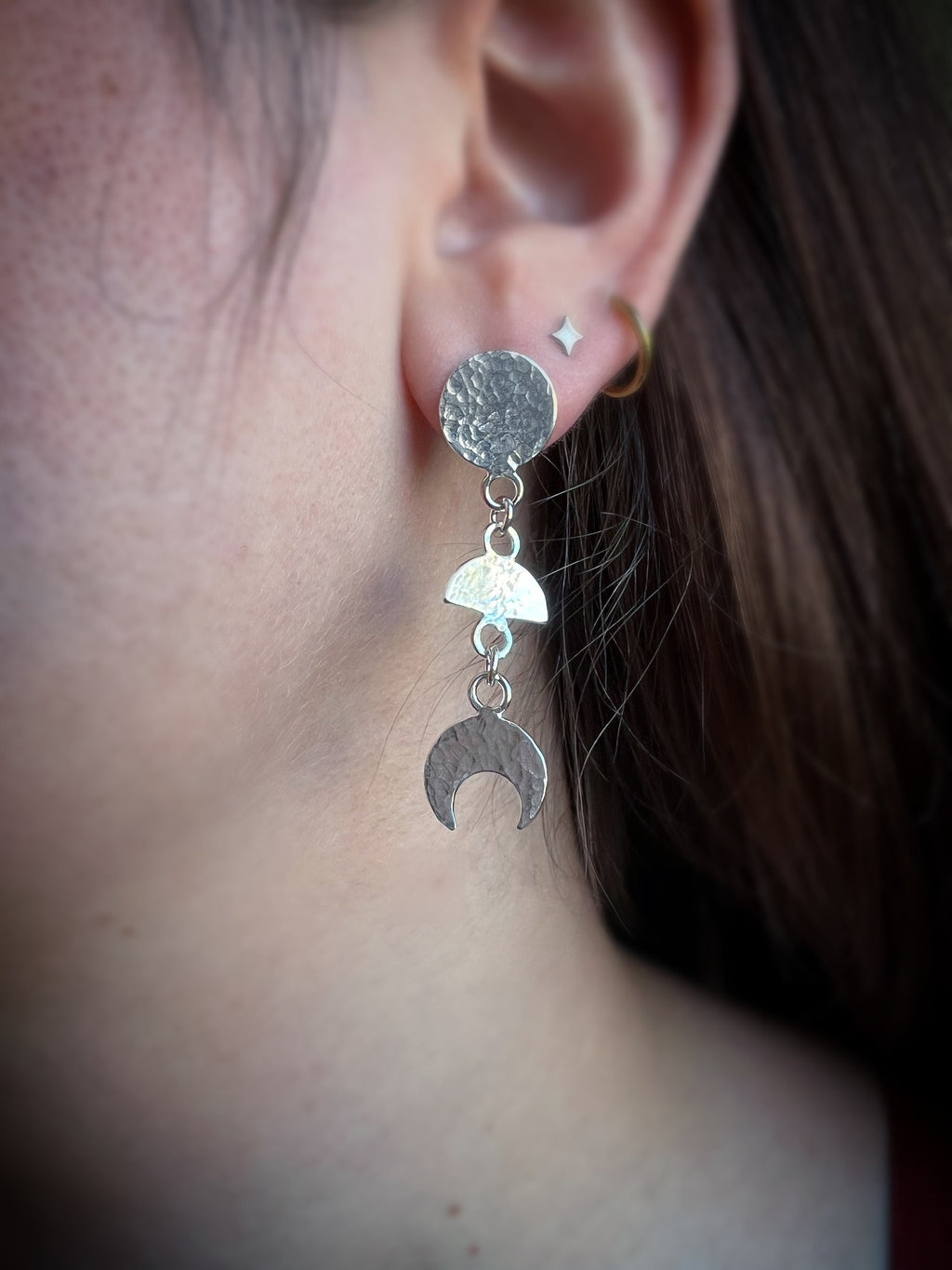 Luna Moon Phase Dangling Stud Earrings