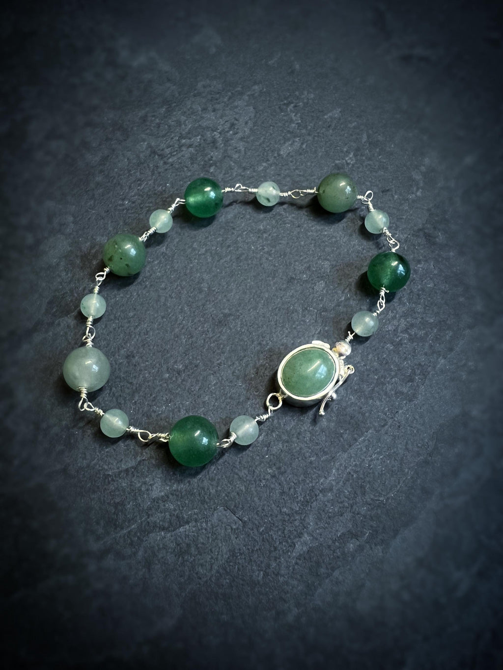 Jade Rosary Chain Bracelet with Box Clasp