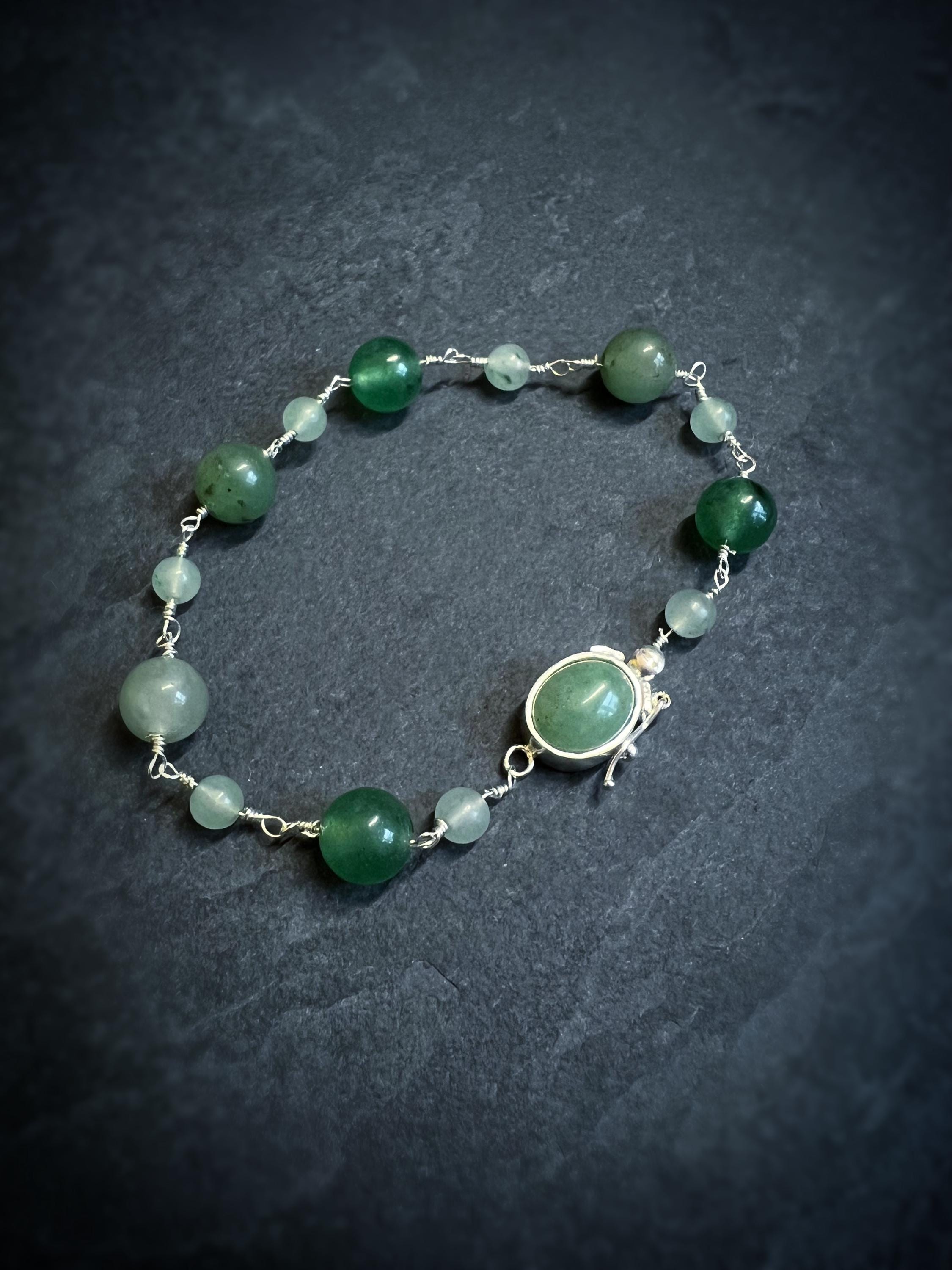 Jade Rosary Chain Bracelet with Box Clasp