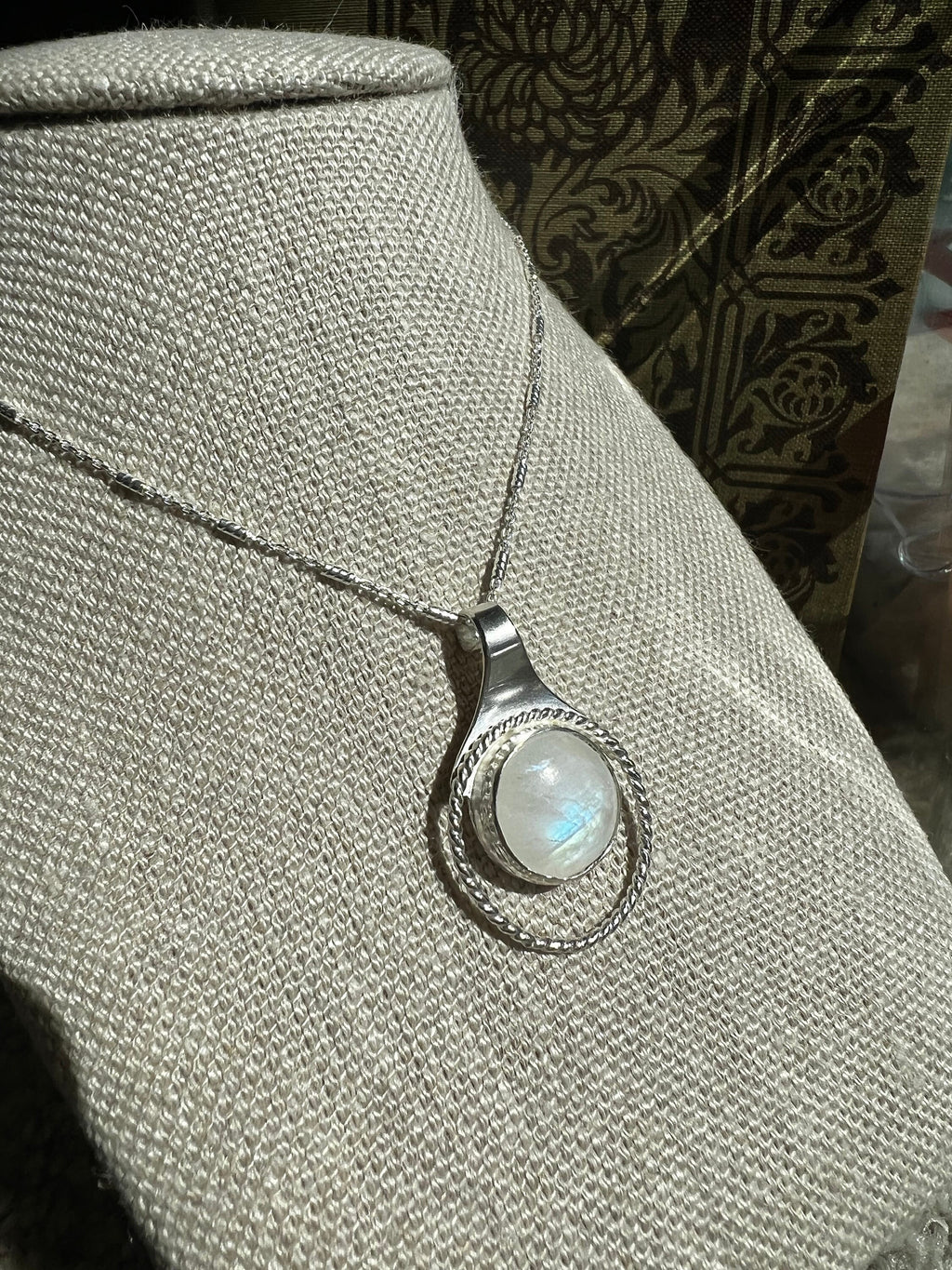 Moonstone Halo Pendant Necklace