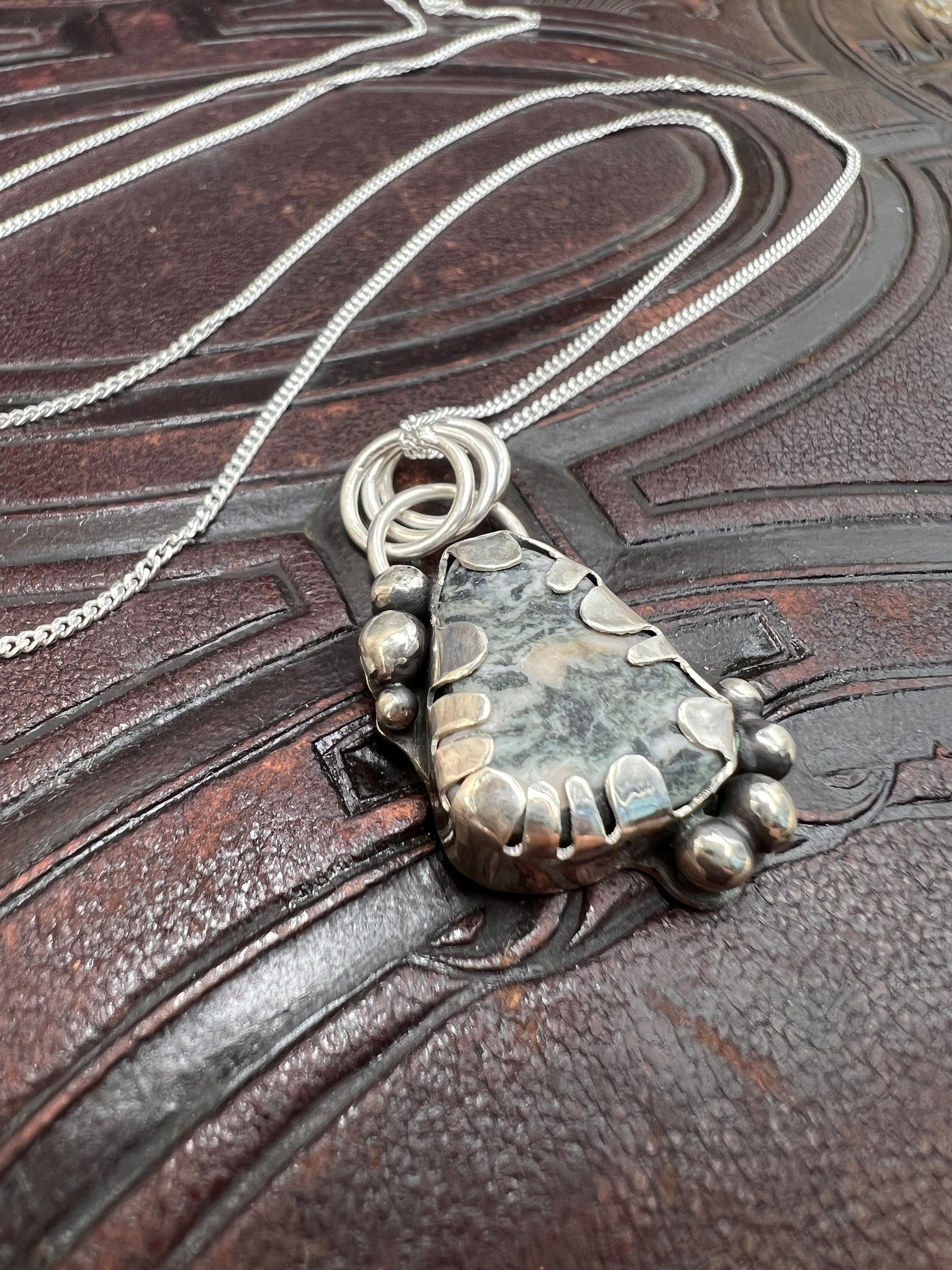 Rustic Ocean Tumbled Stone Pendant Necklace