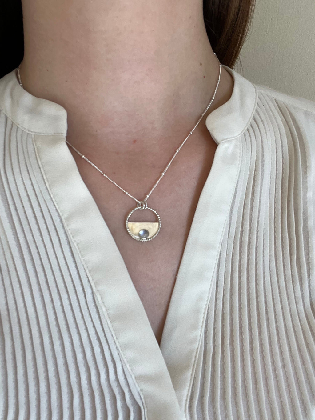 Moonstone Phase Pendant Necklace