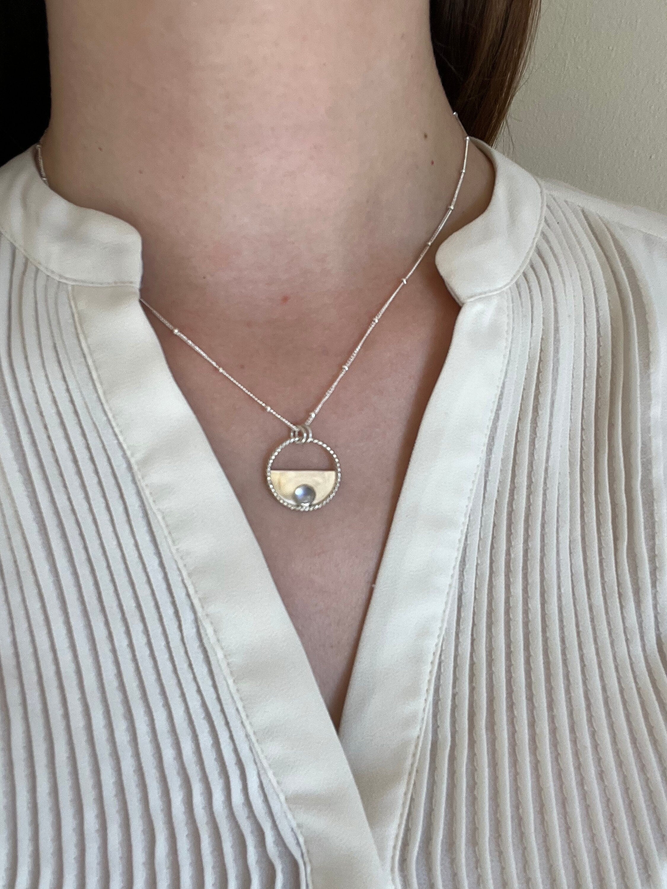 Moonstone Phase Pendant Necklace