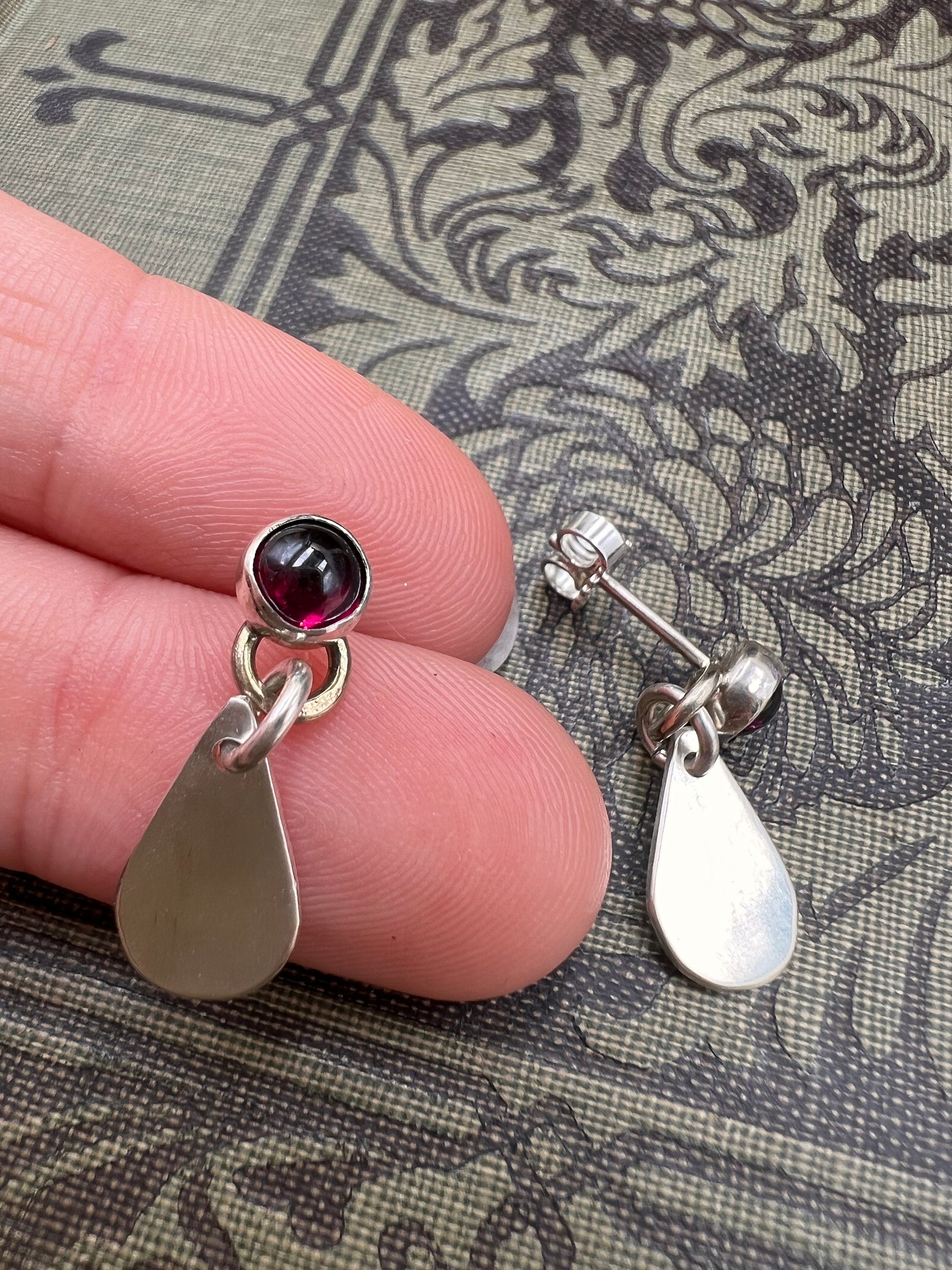 Vampire Blood Drop Garnet Gothic Stud Earrings