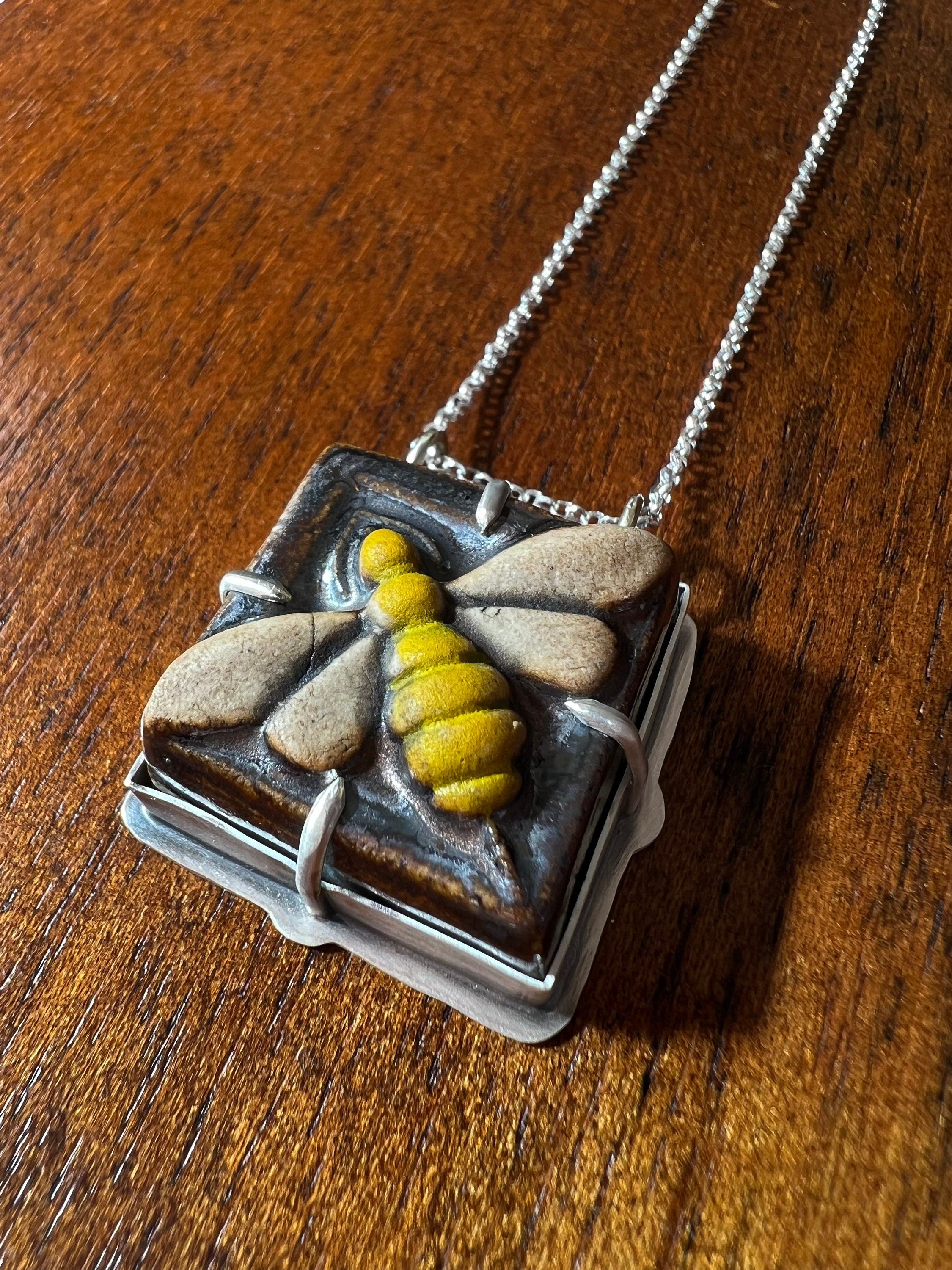 Bumblebee Tile Necklace Pendant in collaboration with Alexis Ellison