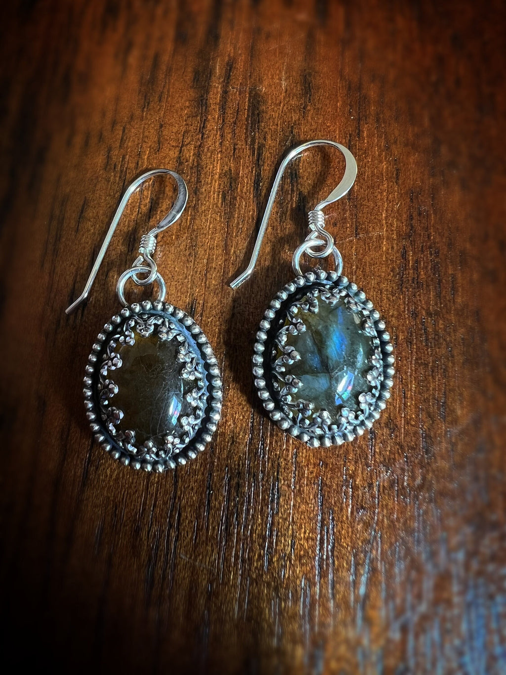 Gothic Twilight Labradorite Dangling Earrings