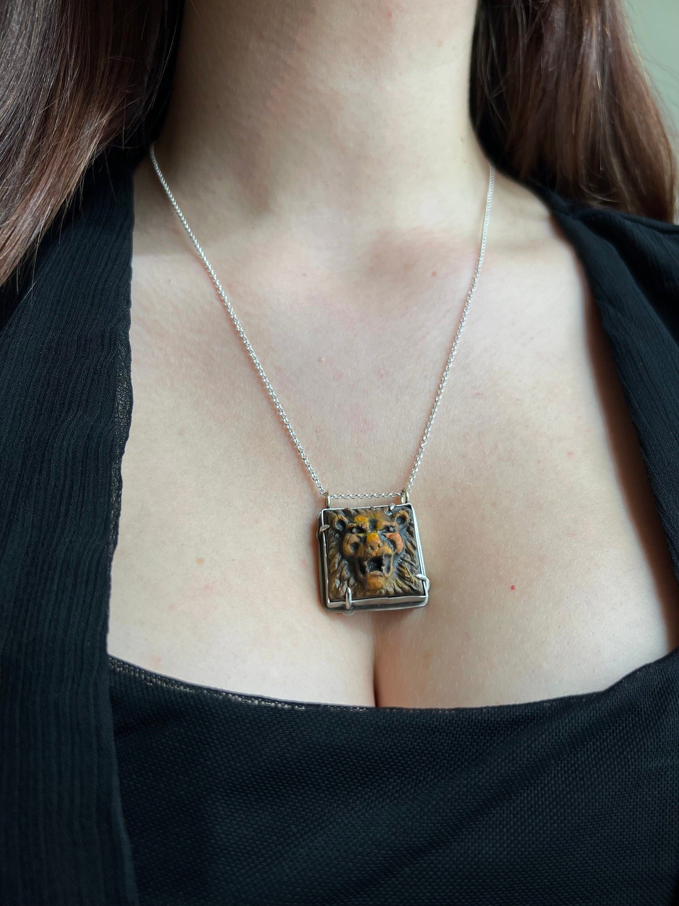 Lion Tile Necklace Pendant in collaboration with Alexis Ellison