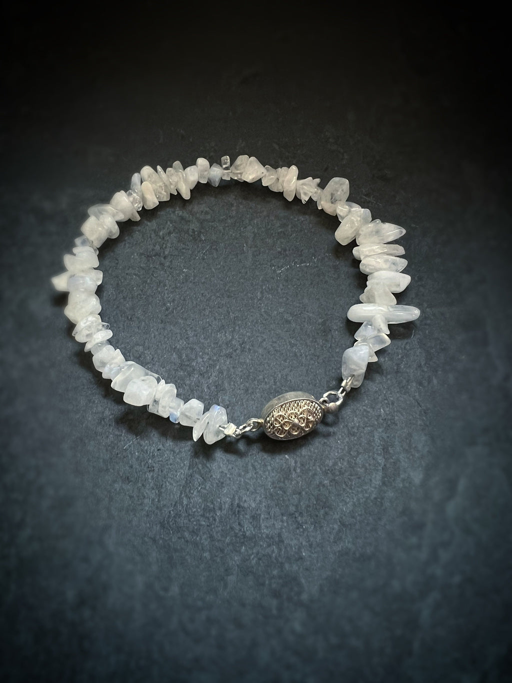 Natural Stone Chip Bracelet Filigree Clasp