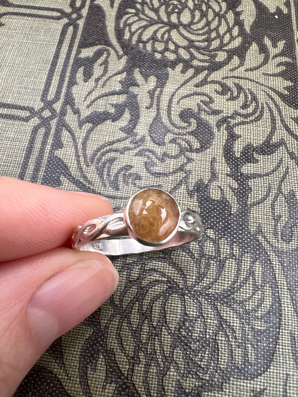 Golden Ocean Agate Infinity Twist Ring