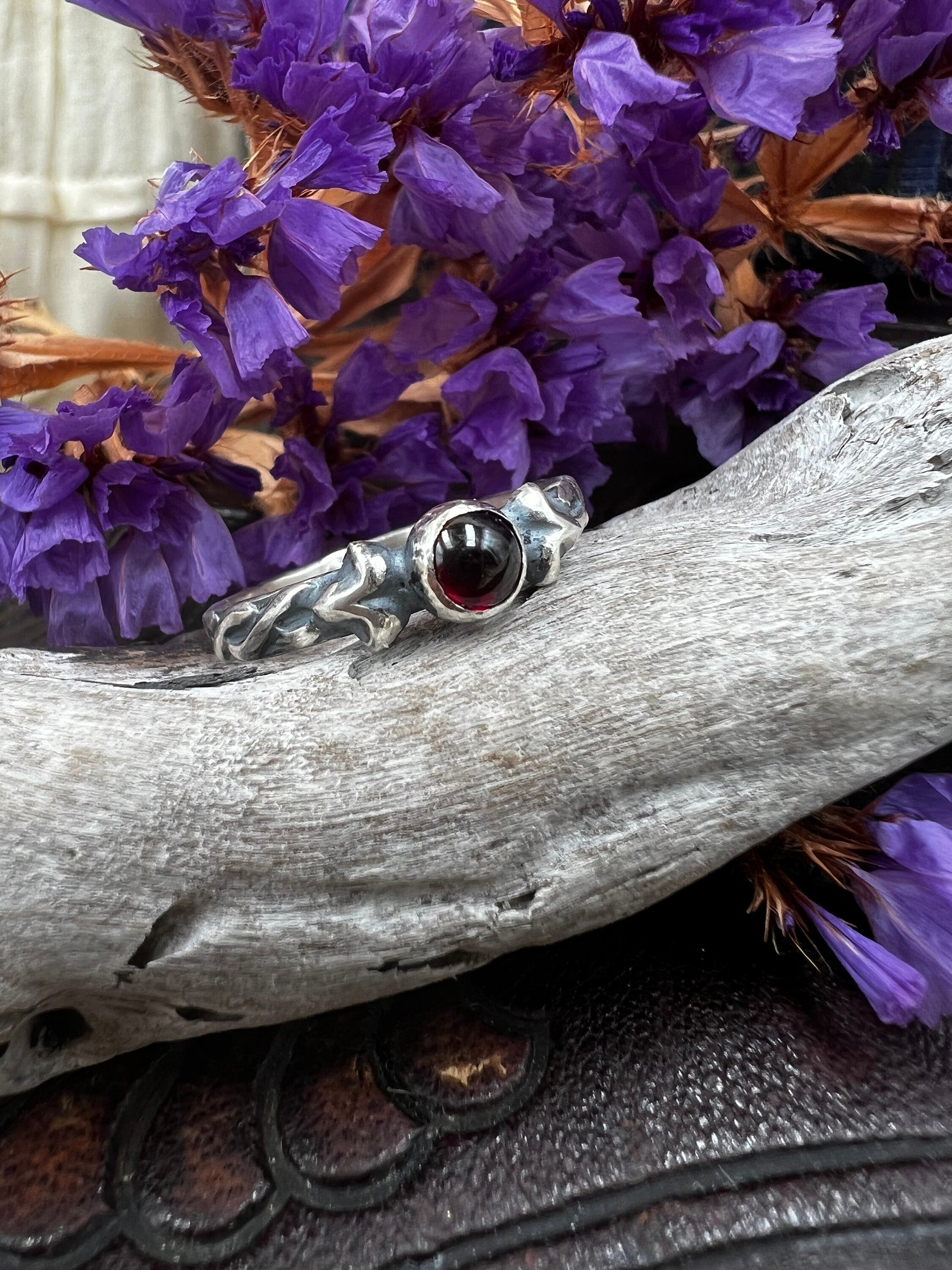 Blood Red Garnet Forest Ring