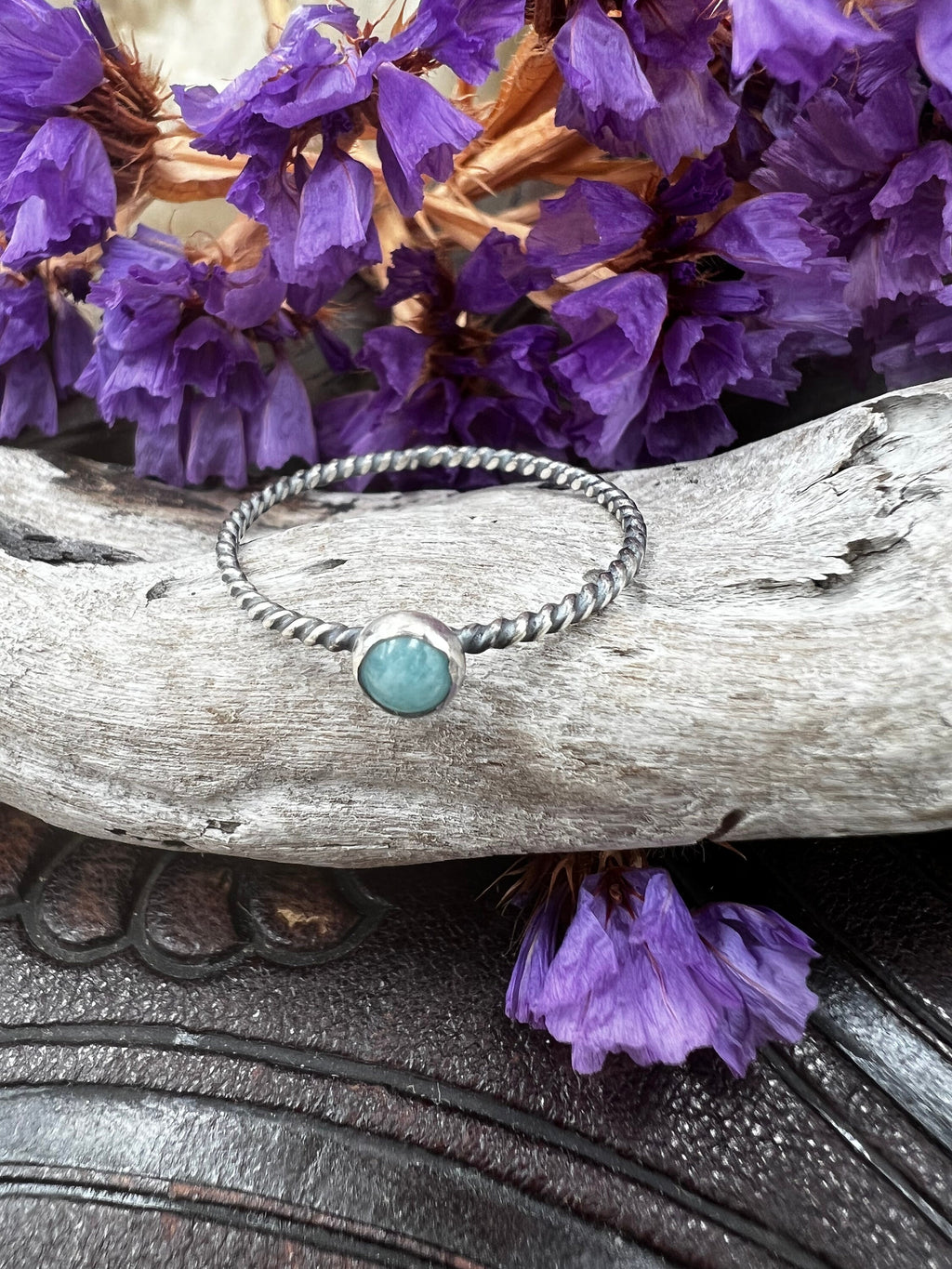 Amazonite Classic Dainty Stackable Twist Ring