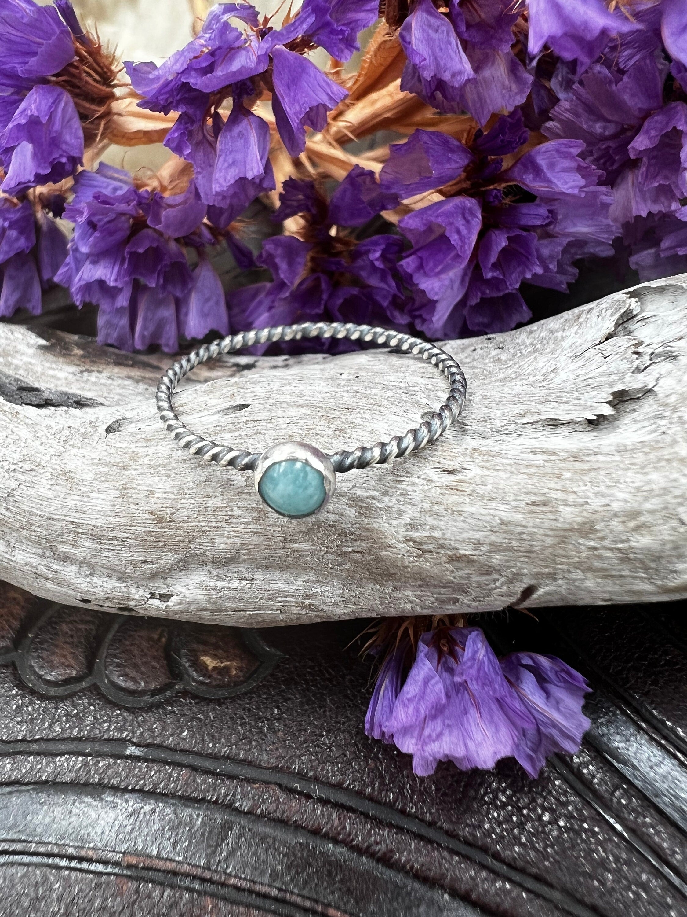 Amazonite Classic Dainty Stackable Twist Ring