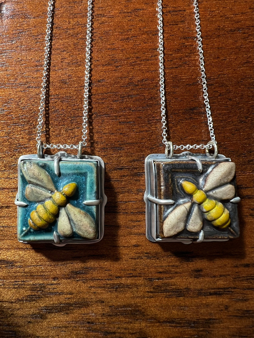 Bumblebee Tile Necklace Pendant in collaboration with Alexis Ellison