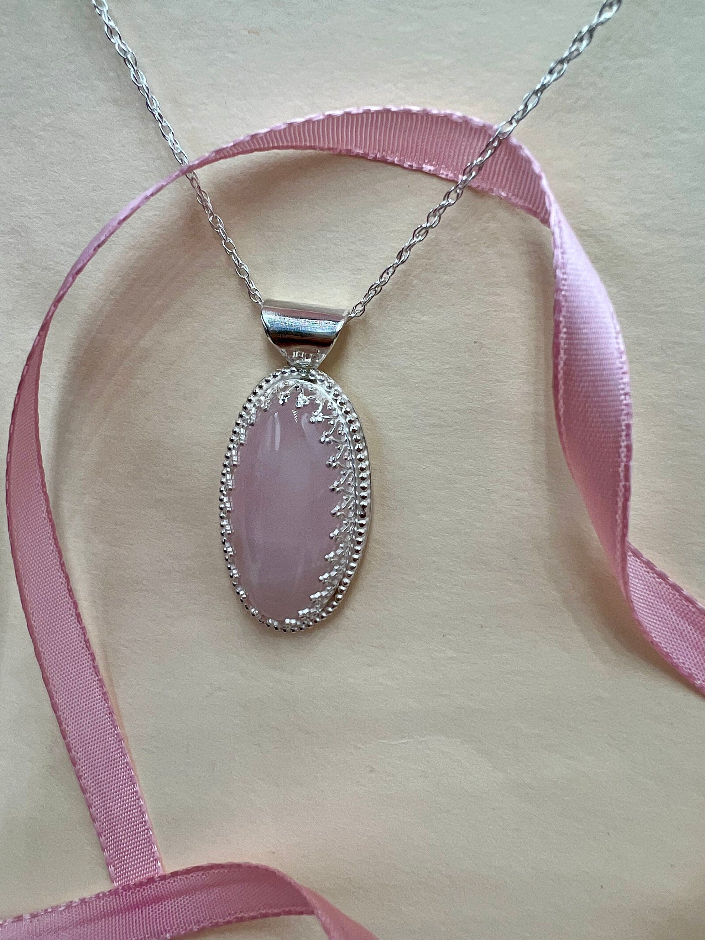 Ellipse Hidden Hearts Rose Quartz Necklace